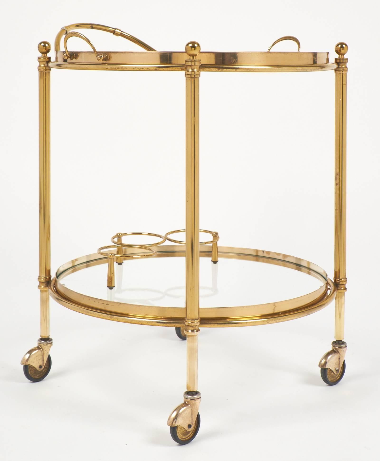 French Vintage Round Brass Bar Cart at 1stDibs vintage round bar cart