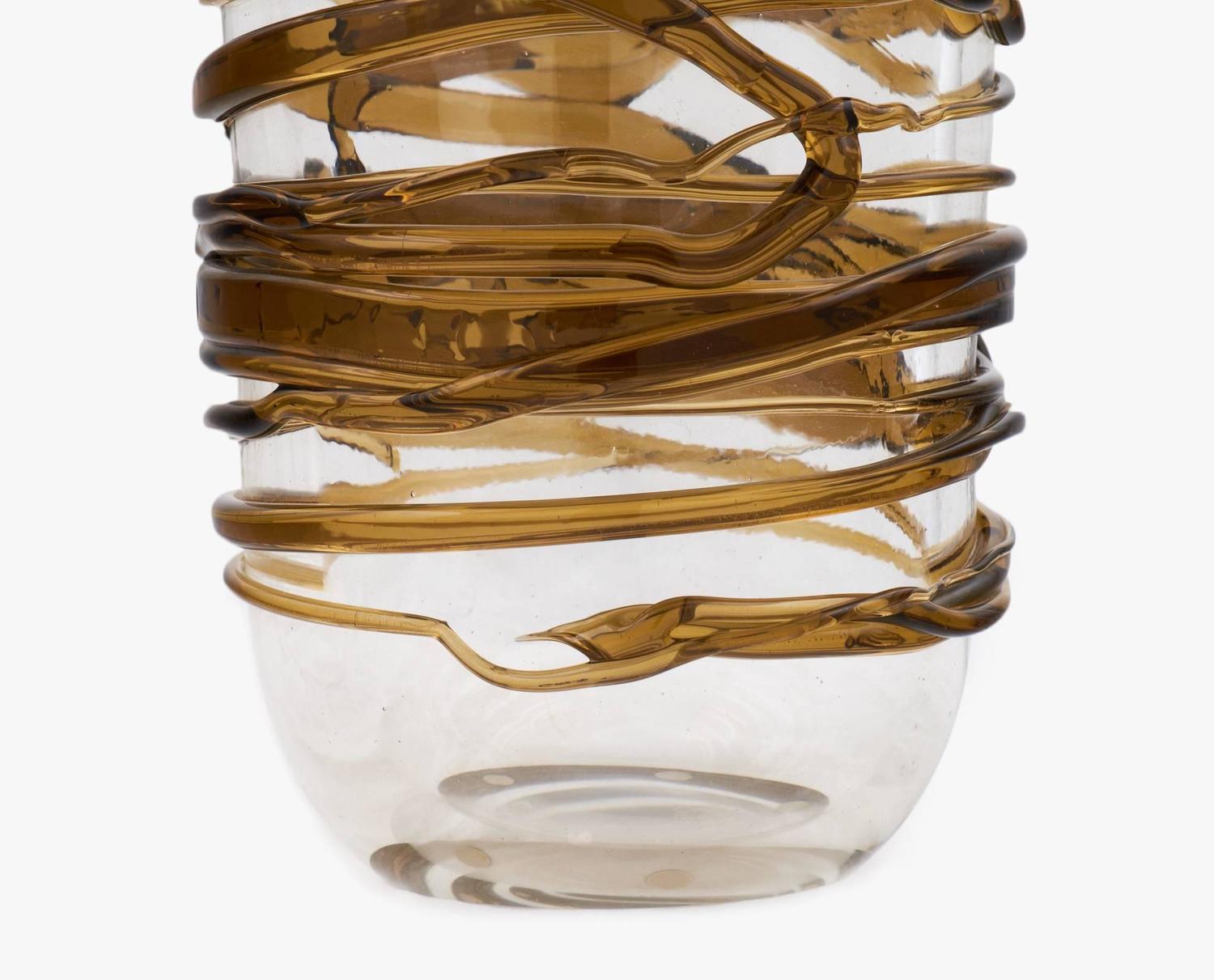 Murano Glass Amber Swirl Vase For Sale at 1stdibs