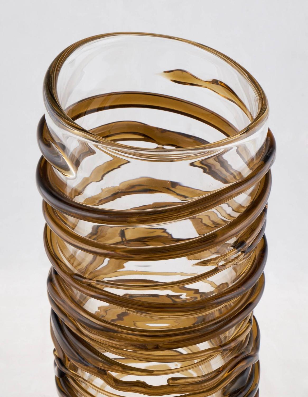 Murano Glass Amber Swirl Vase For Sale at 1stdibs
