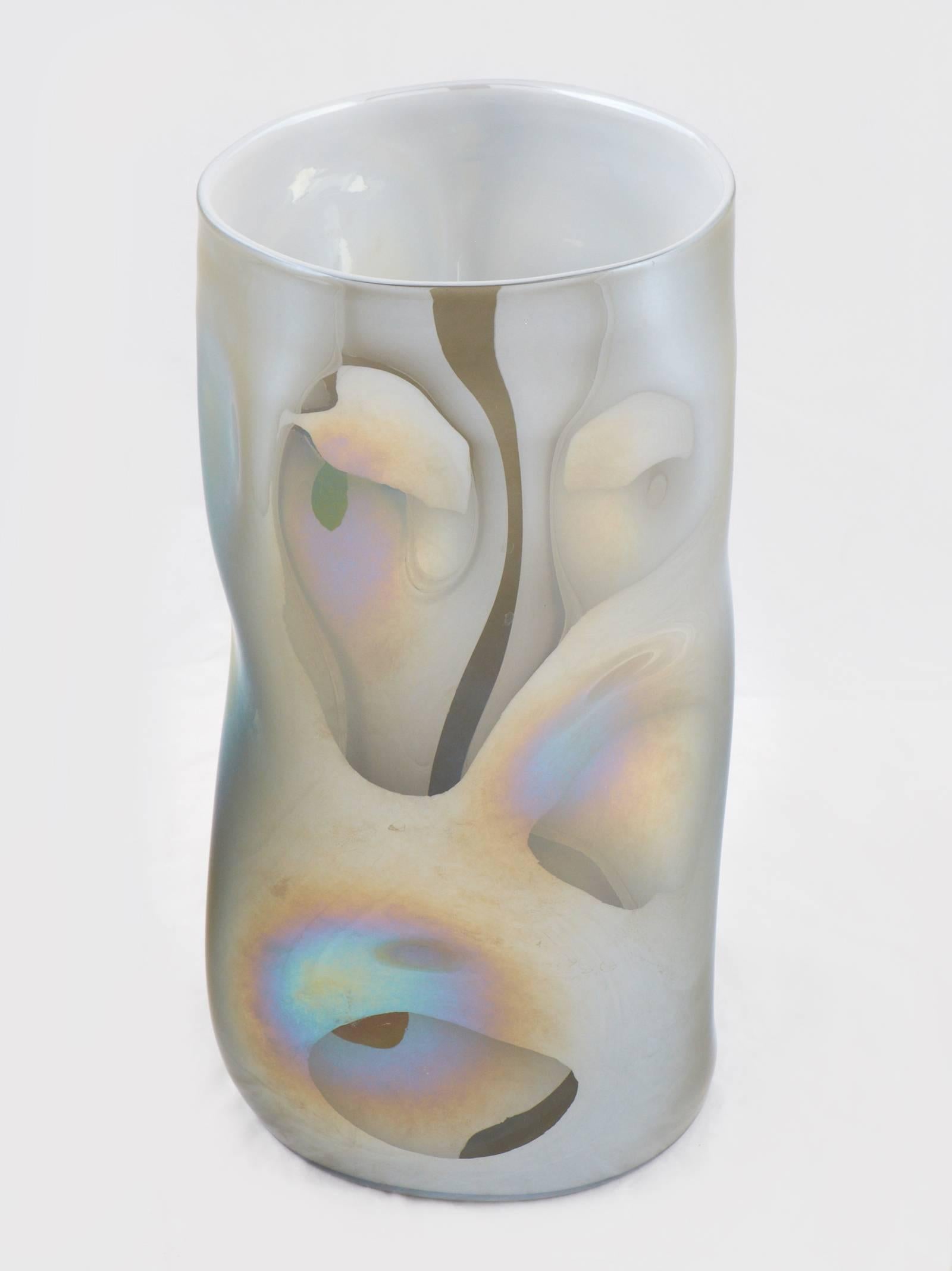 Sculptural Murano Iridescent Mirrored Glass Vases In Excellent Condition For Sale In Austin, TX