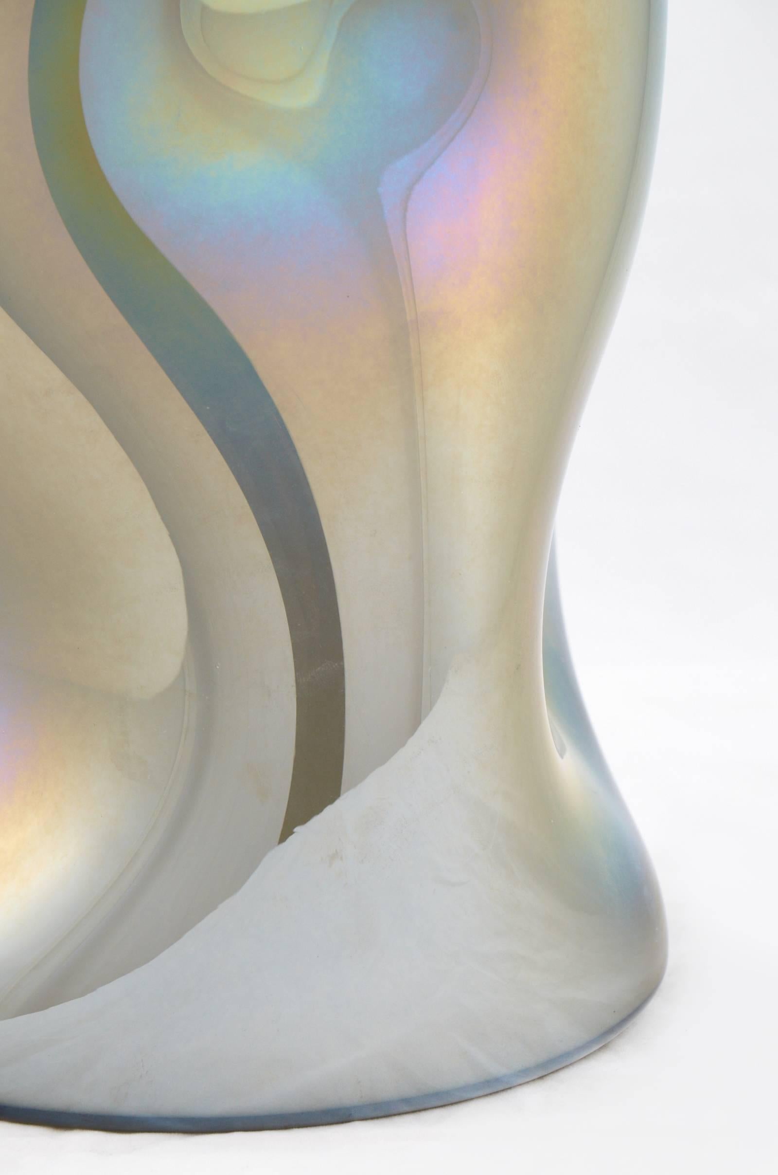 Modern Sculptural Murano Iridescent Mirrored Glass Vases For Sale