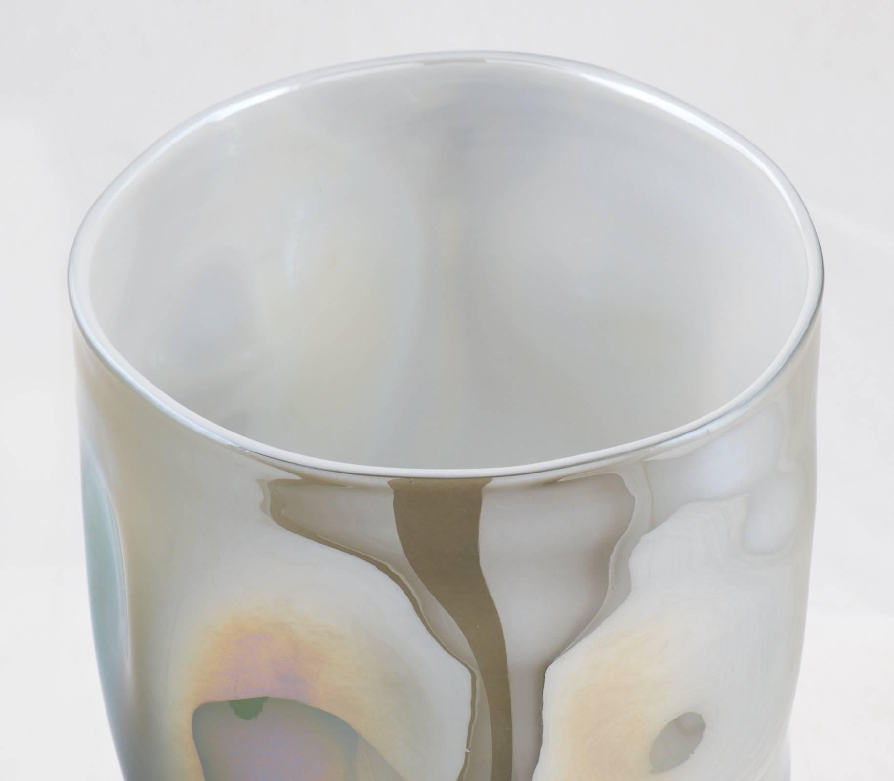 Contemporary Sculptural Murano Iridescent Mirrored Glass Vases For Sale
