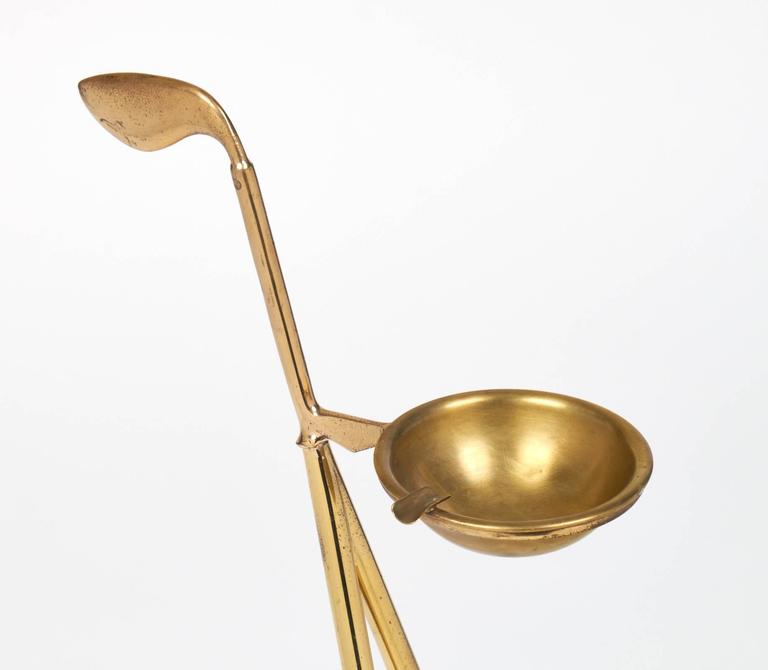 French Vintage Brass Magazine Stand with Ashtray For Sale at 1stdibs