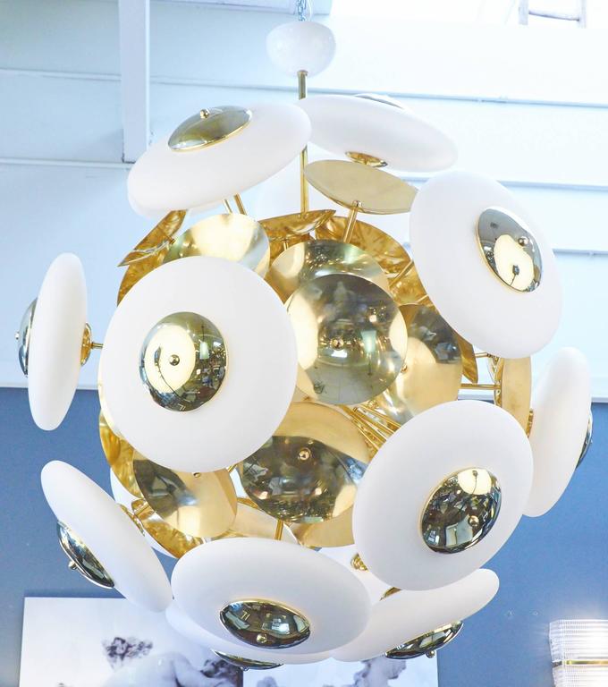 Murano White Glass Orbs And Brass Chandelier For At 1stdibs Italian Murano White Glass Orbs And Brass Chandelier For