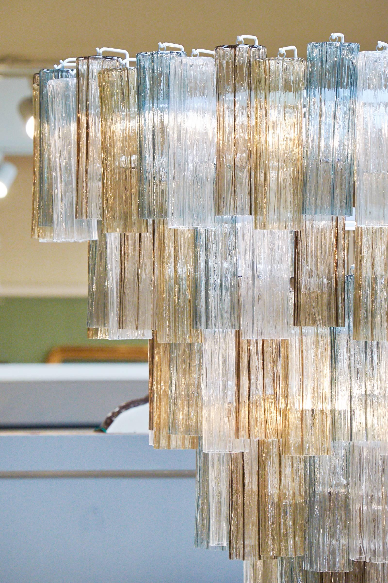 Mazzega Style Multicolored Murano Glass Chandelier In Excellent Condition In Austin, TX