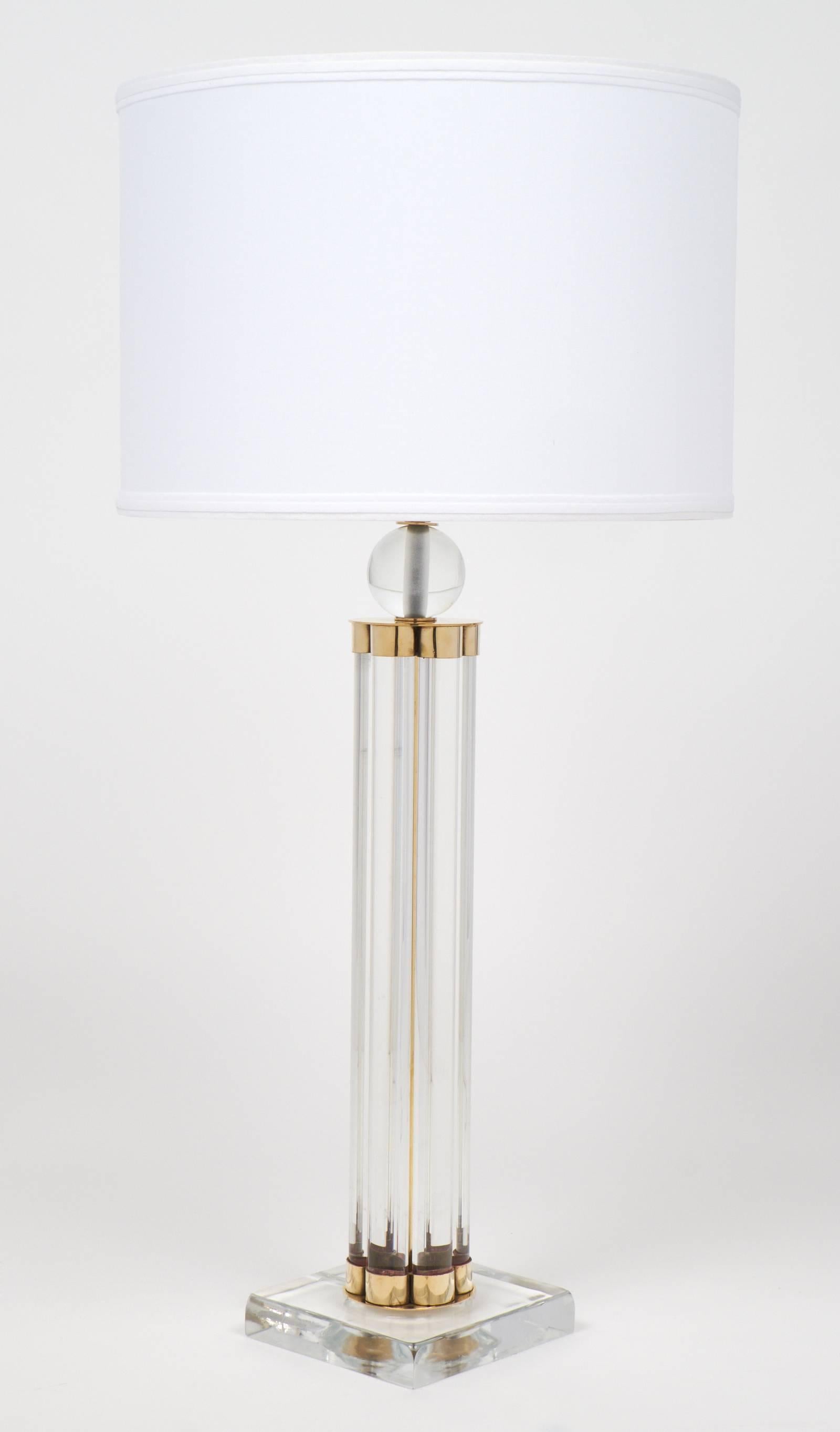 brass and glass table lamp