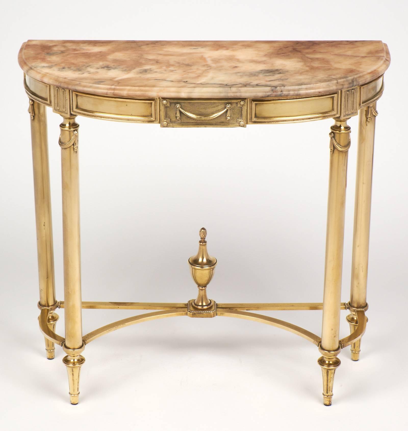demilune console table marble top