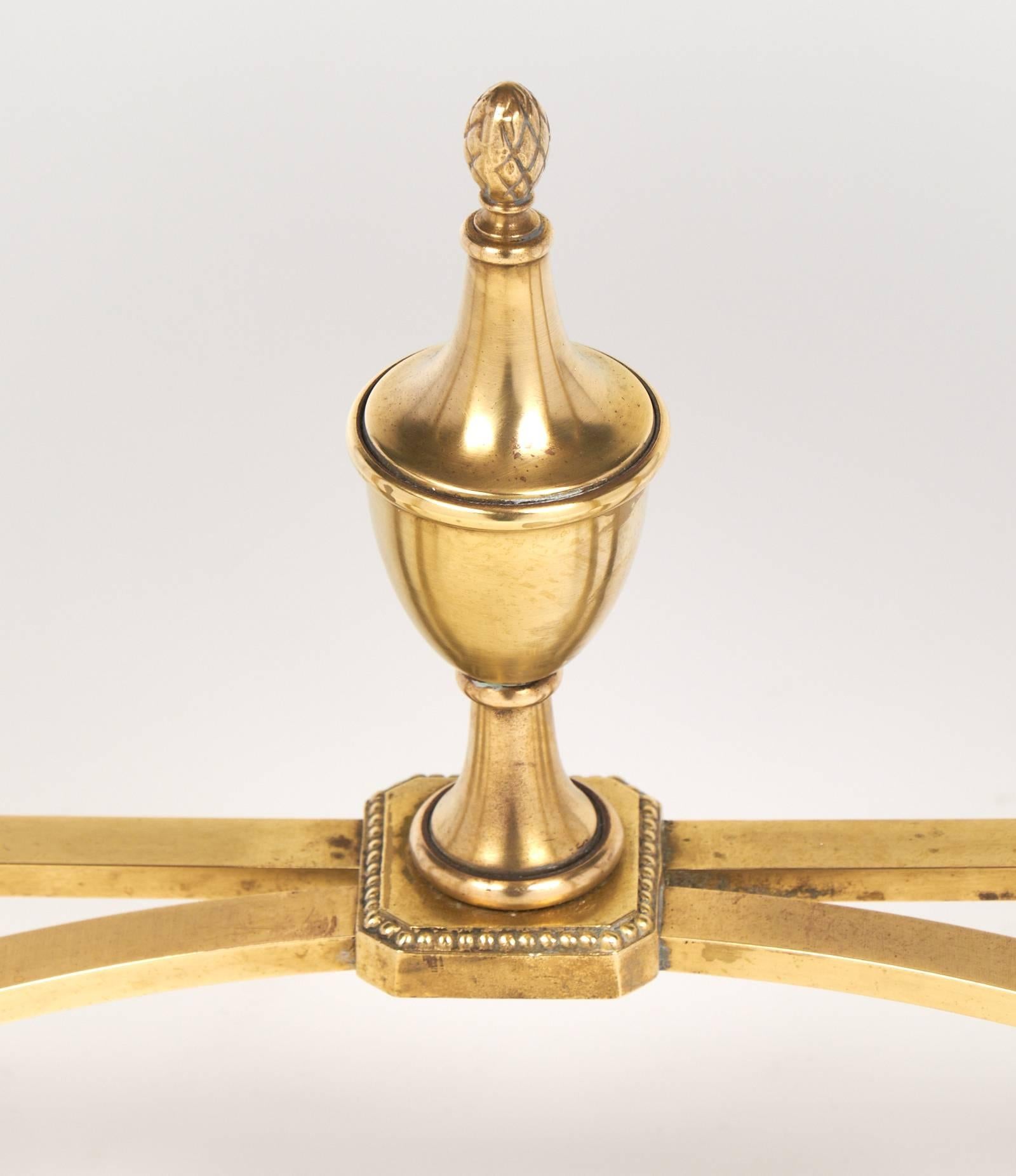 French Neoclassic Marble and Brass Demilune Console Table 1