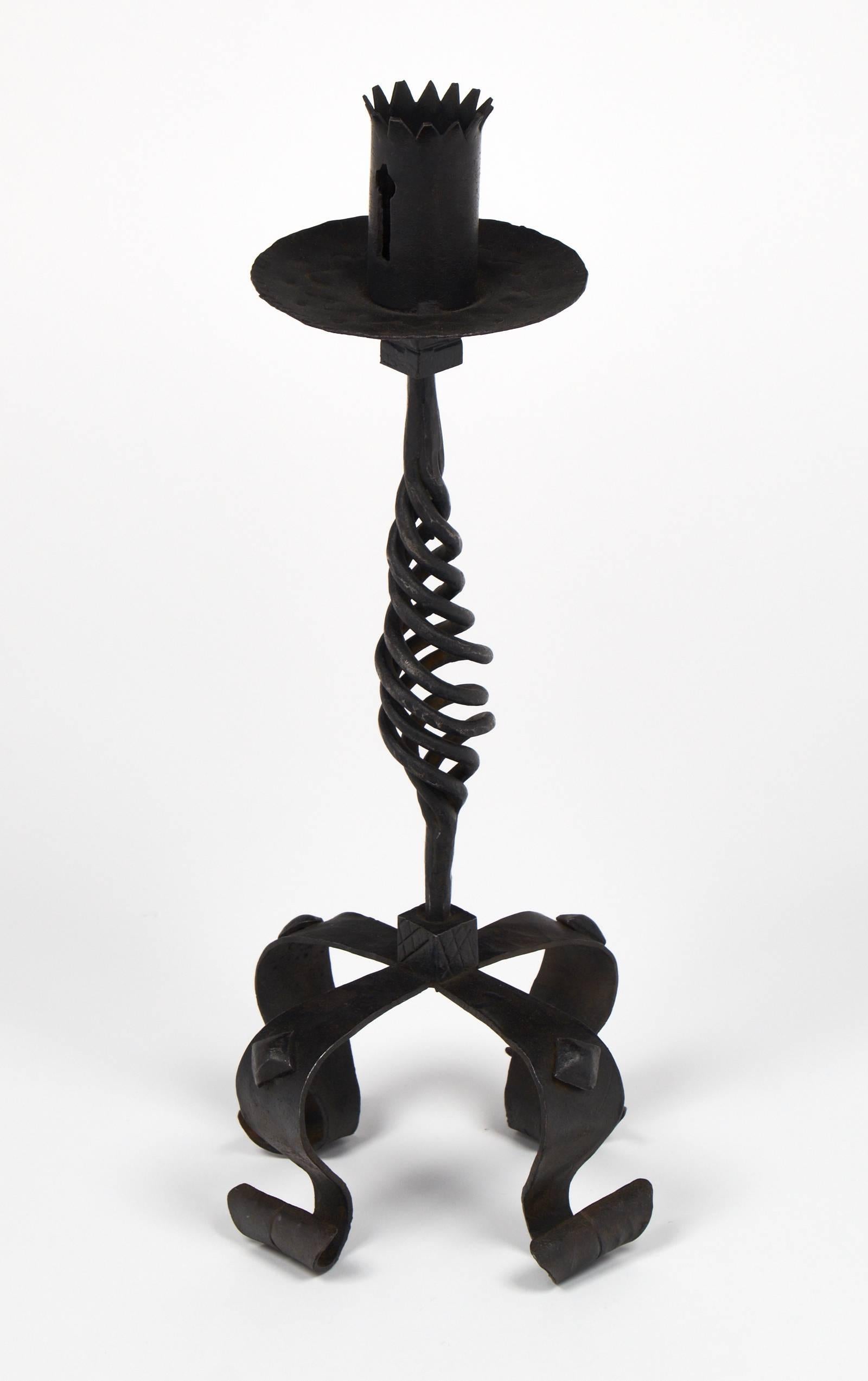 Vintage Pair of Iron Candlesticks at 1stDibs