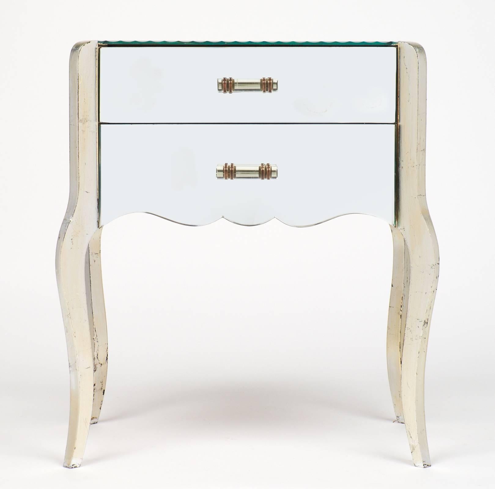 French Art Deco Period Pair of Mirrored Side Tables In Good Condition In Austin, TX