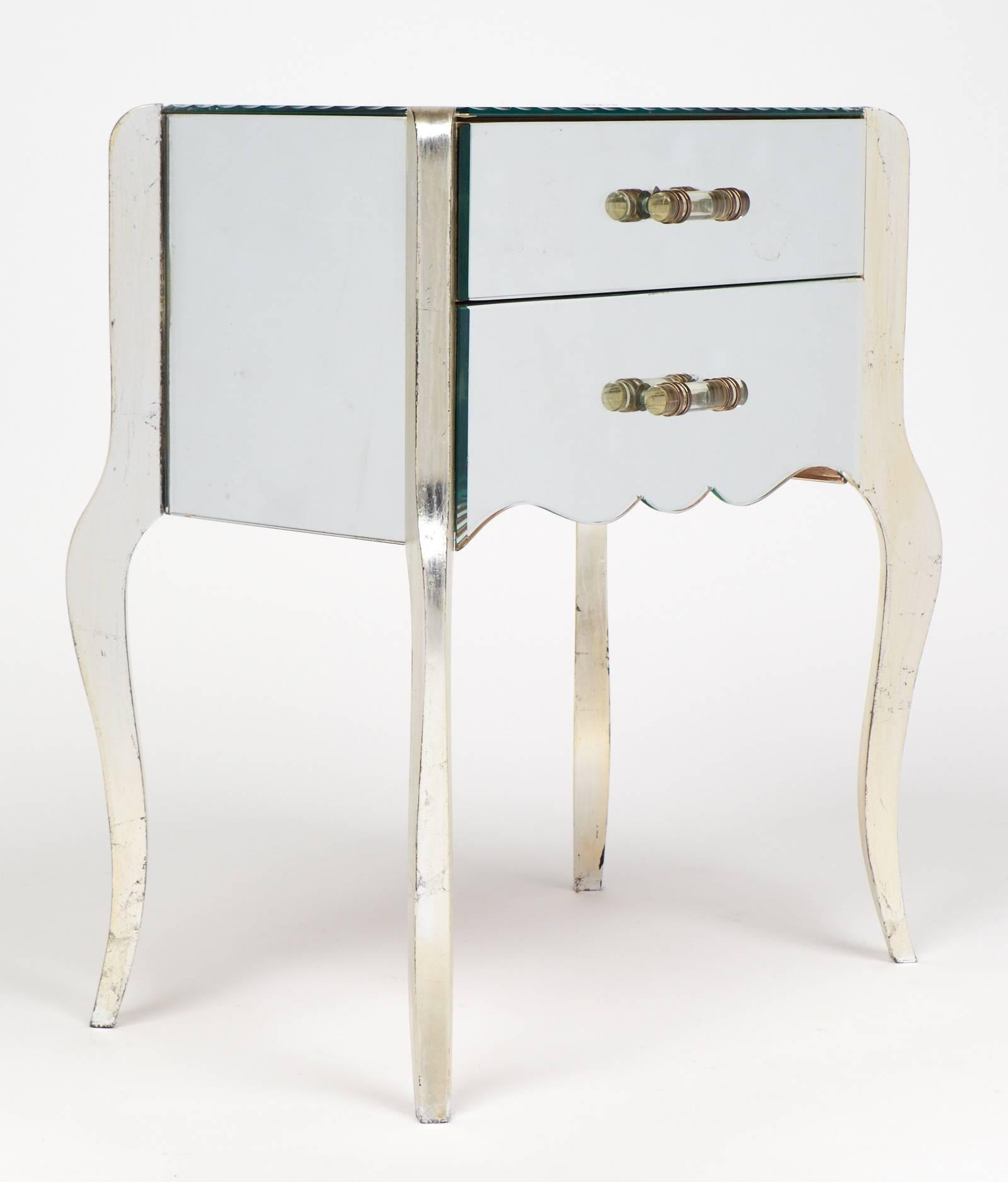 Mid-20th Century French Art Deco Period Pair of Mirrored Side Tables