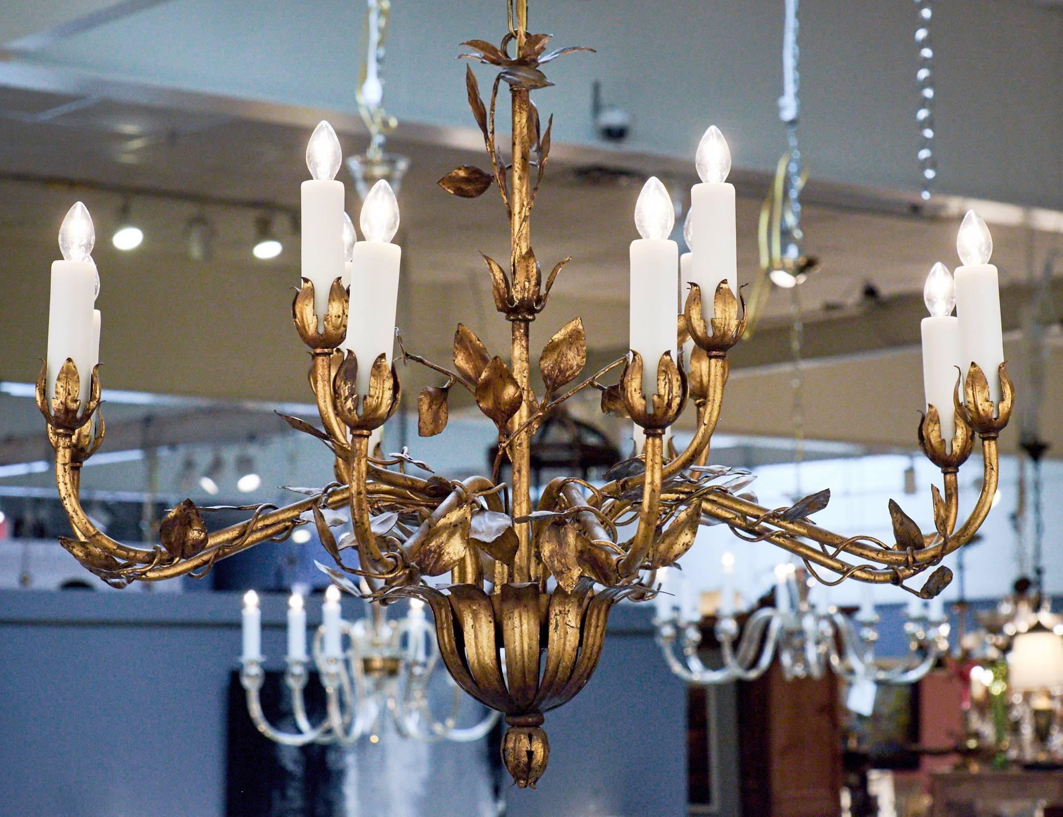 brass leaf chandelier