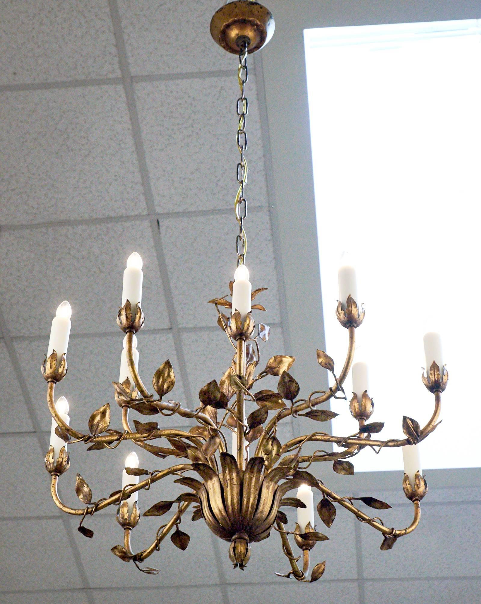 gold leaf chandelier