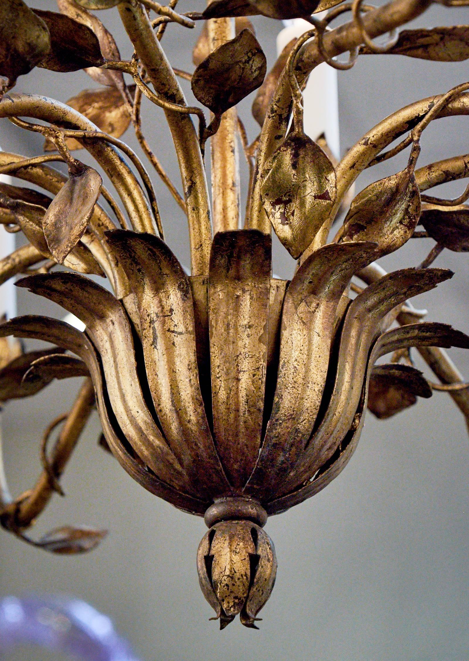 French Gold Leaf Tole Chandelier 2