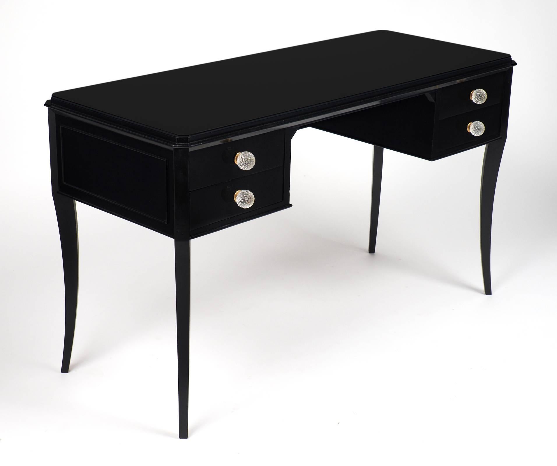 French Art Deco Period Ebonized Desk or Vanity In Good Condition In Austin, TX