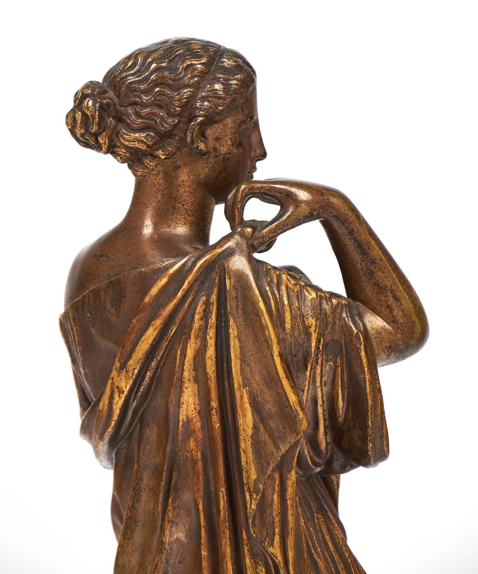 20th Century French Antique Bronze Statue of an Athenian Woman
