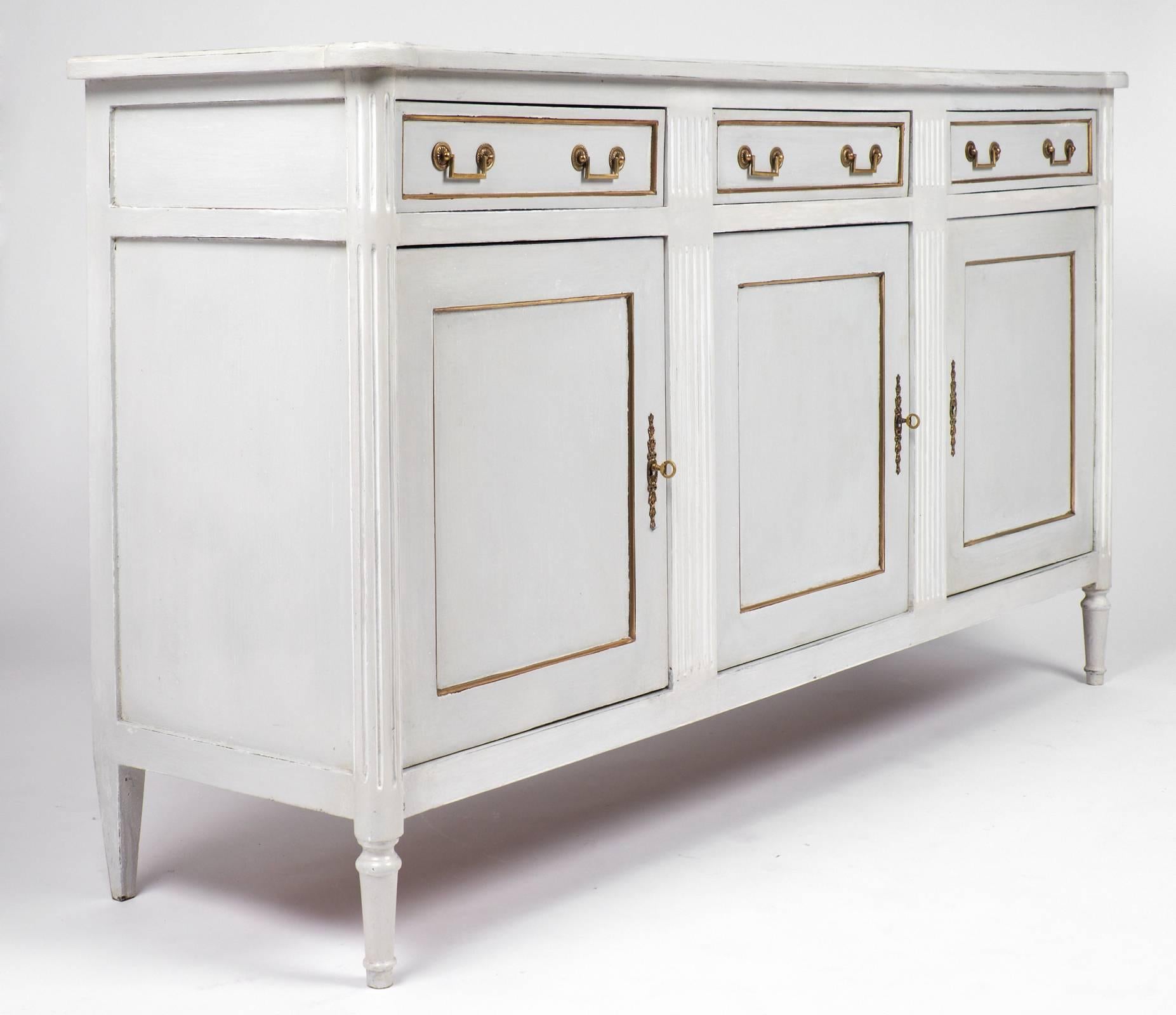 French Louis XVI Painted Mahogany Sideboard In Good Condition In Austin, TX