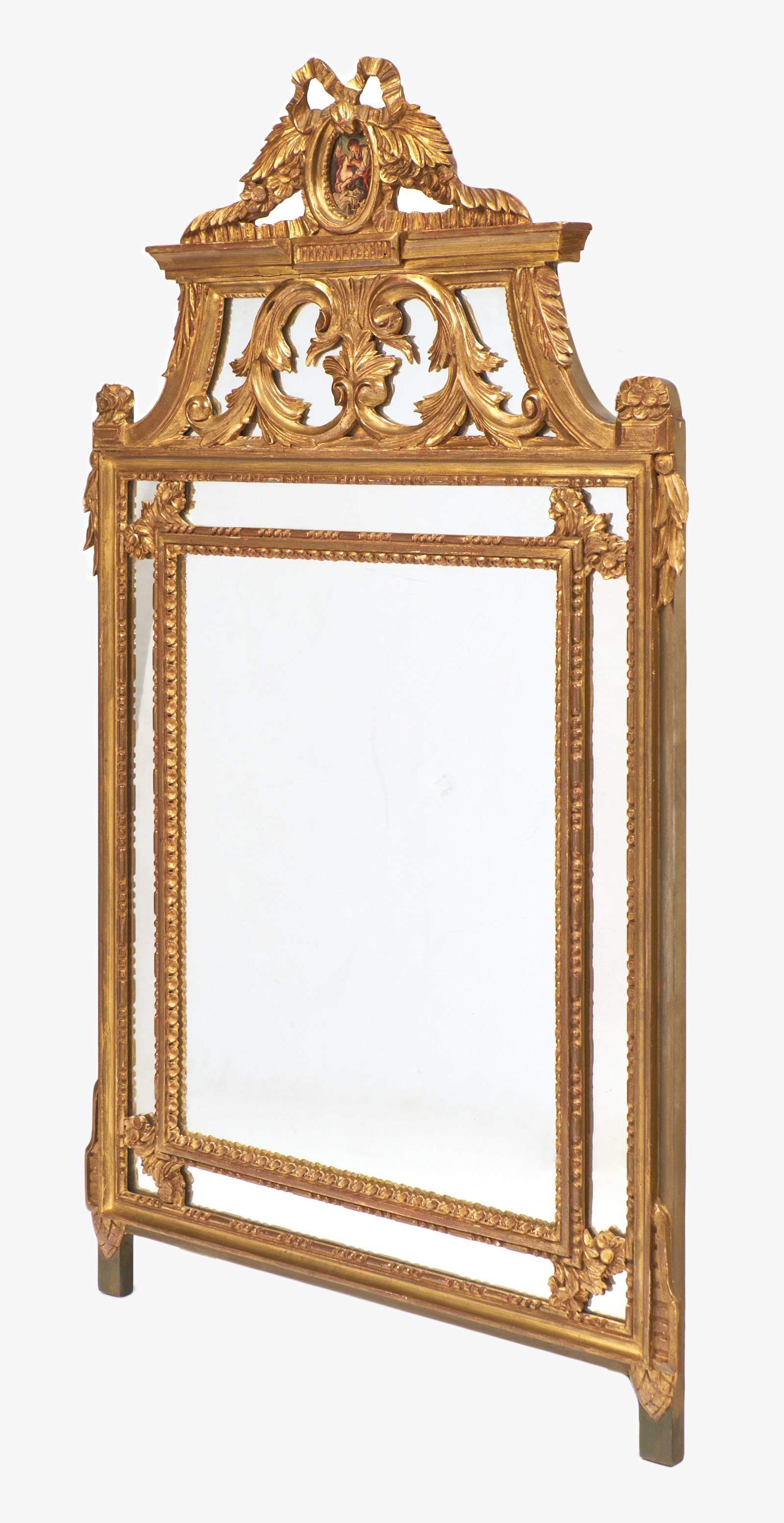 French Louis XVI Gold Leaf Mirror In Good Condition In Austin, TX