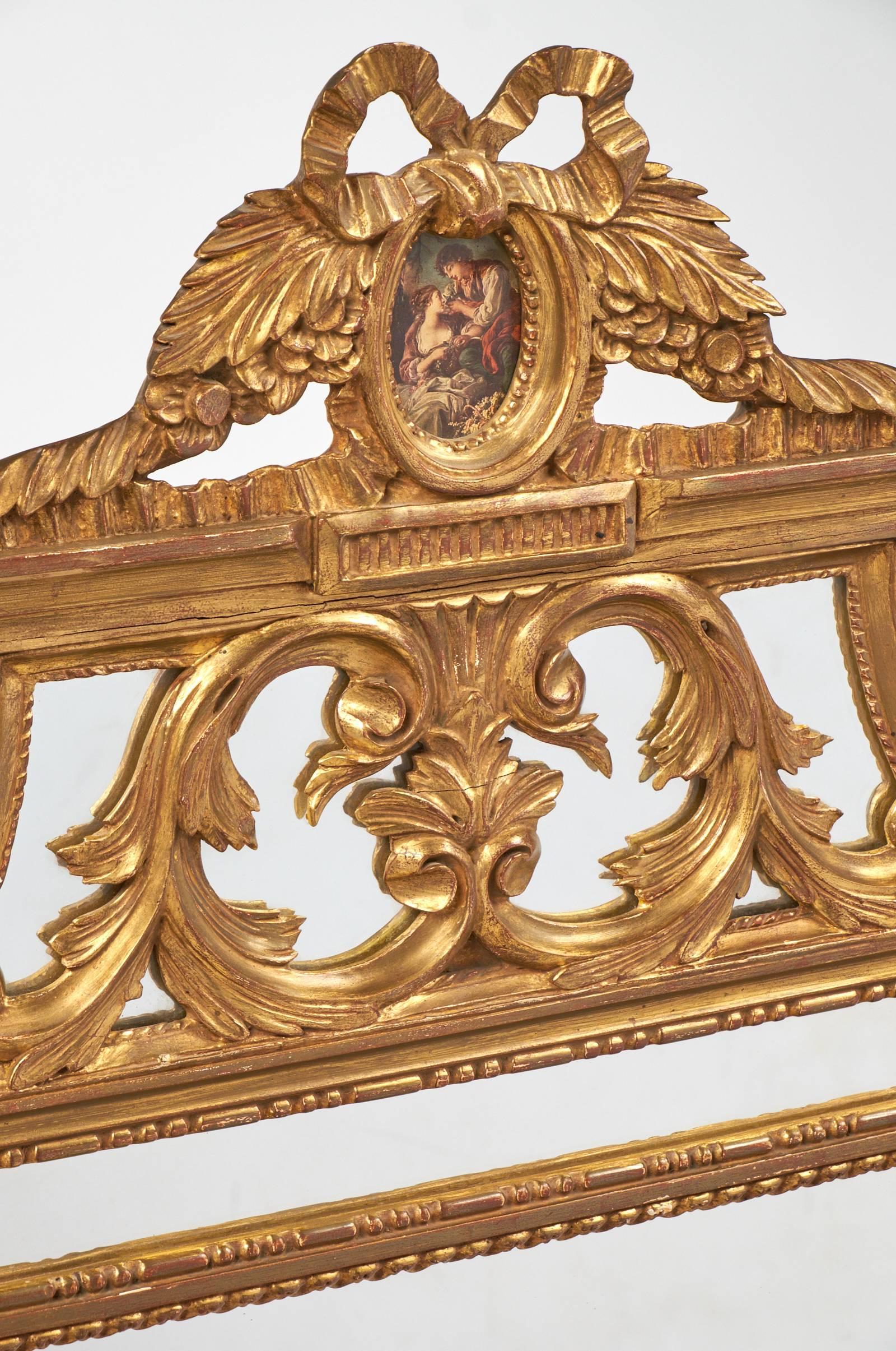 Wood French Louis XVI Gold Leaf Mirror