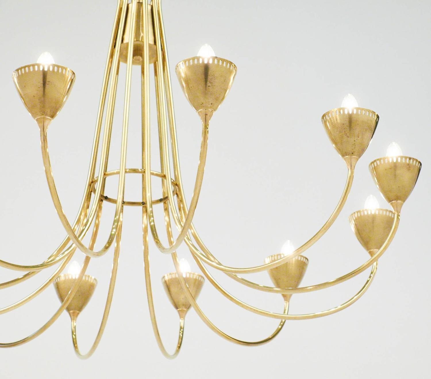 Italian MidCentury Modern Brass Chandelier For Sale at 1stdibs