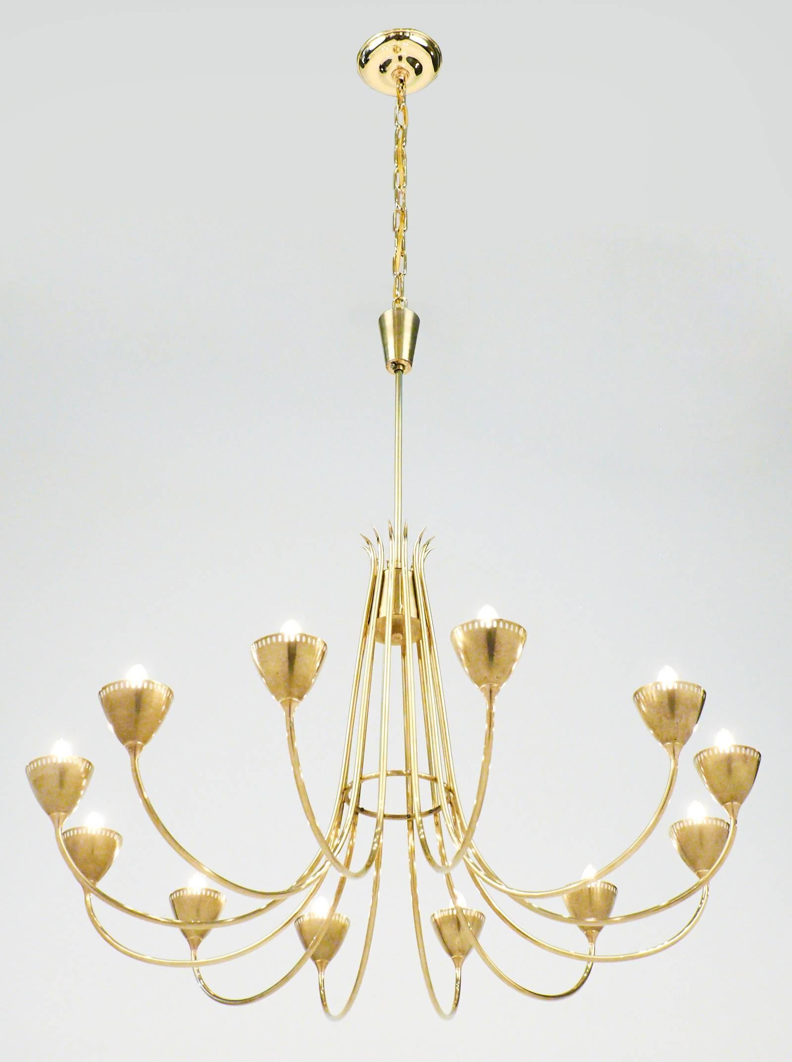 Italian MidCentury Modern Brass Chandelier at 1stDibs