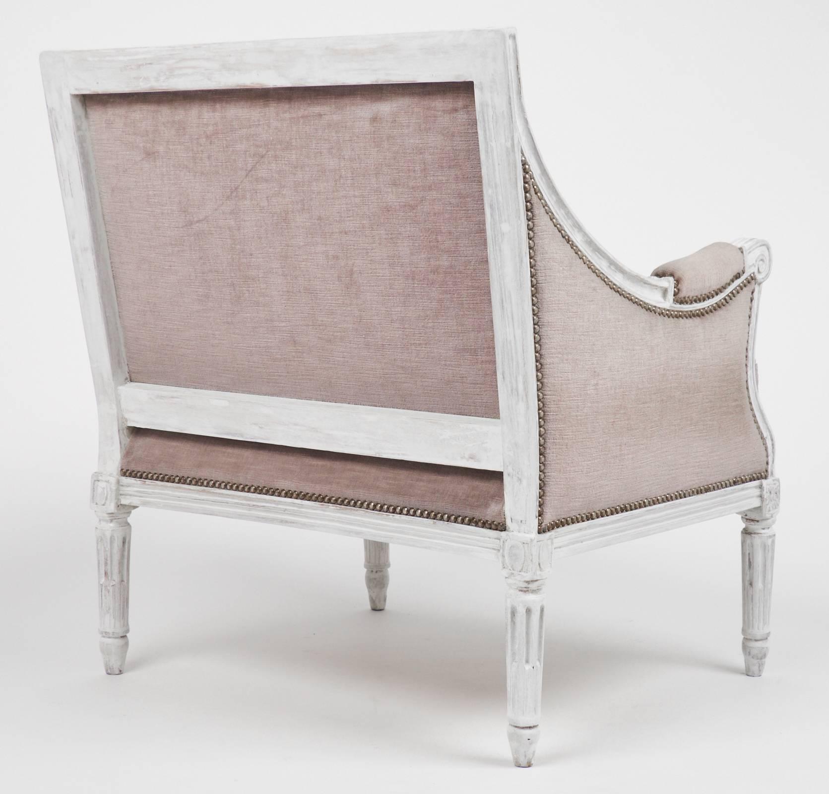 French Antique Louis XVI Lilac Velvet BergèRe Marquise In Good Condition In Austin, TX