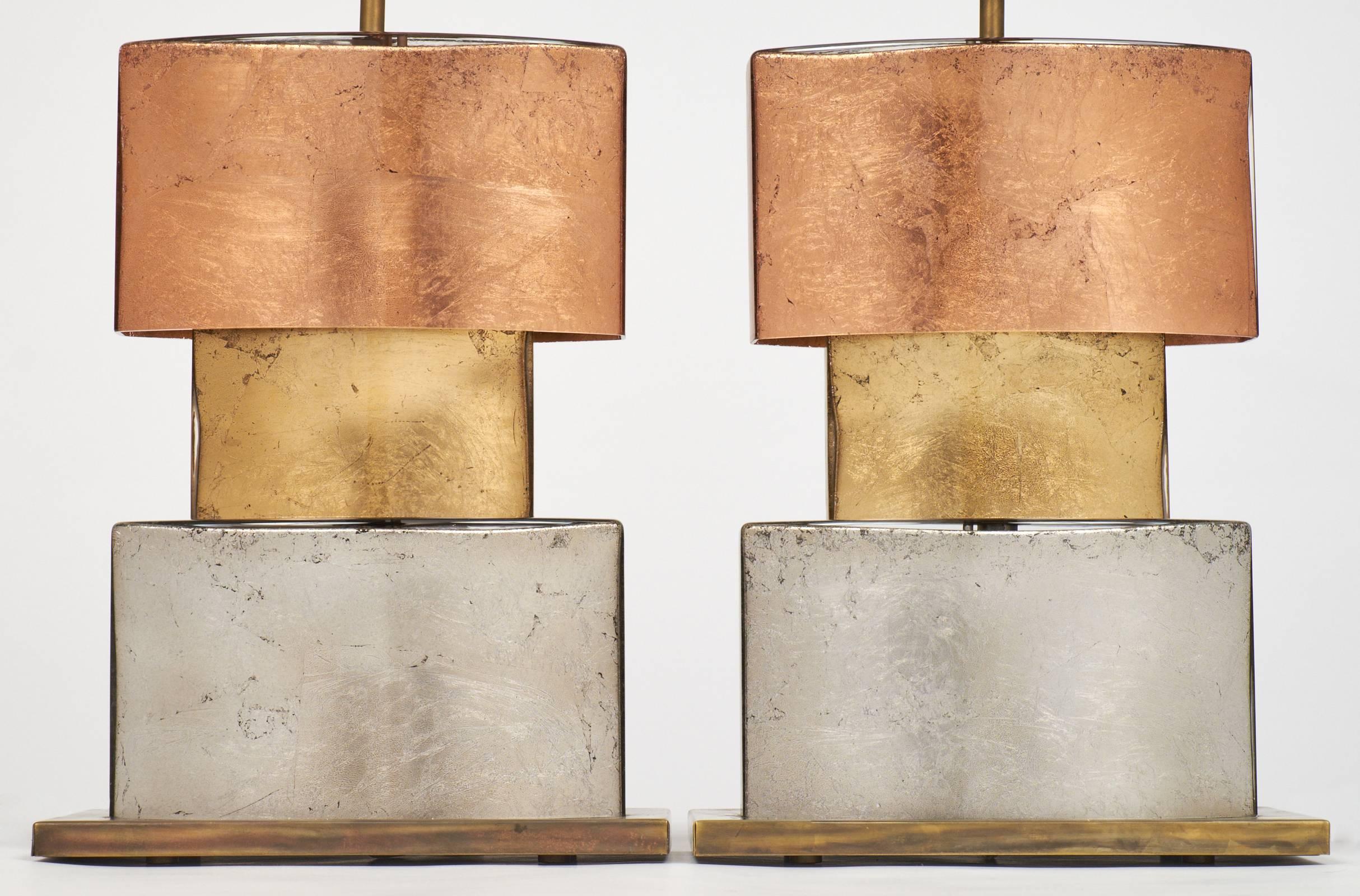 Pair of Murano Metallics Glass Table Lamps 1