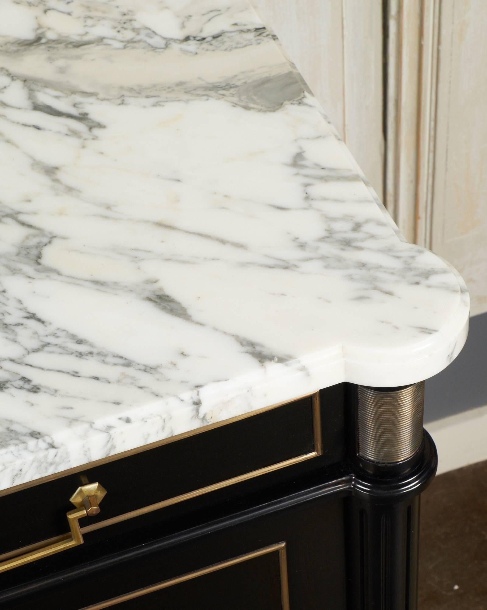 Antique Louis XVI Carrara Marble-Top Enfilade In Good Condition In Austin, TX