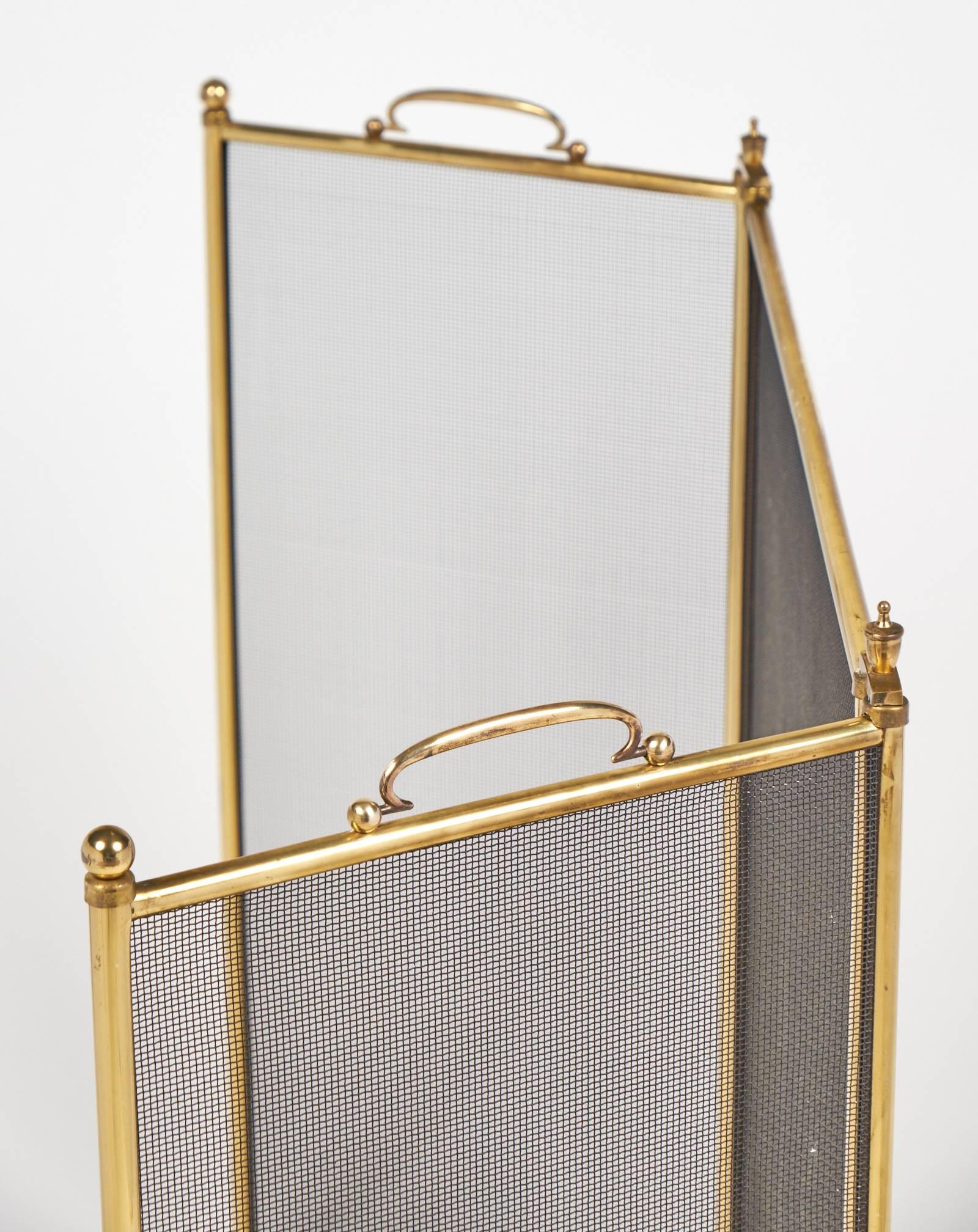 20th Century French Vintage Brass Fire Screen