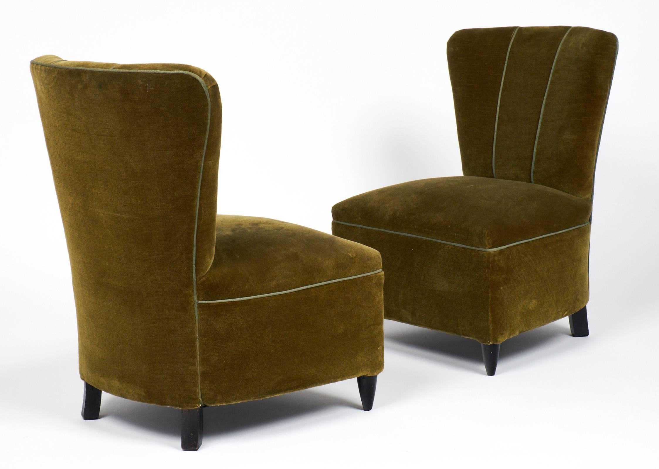 Ebonized Italian Vintage Pair of Paolo Buffa Style Side Chairs