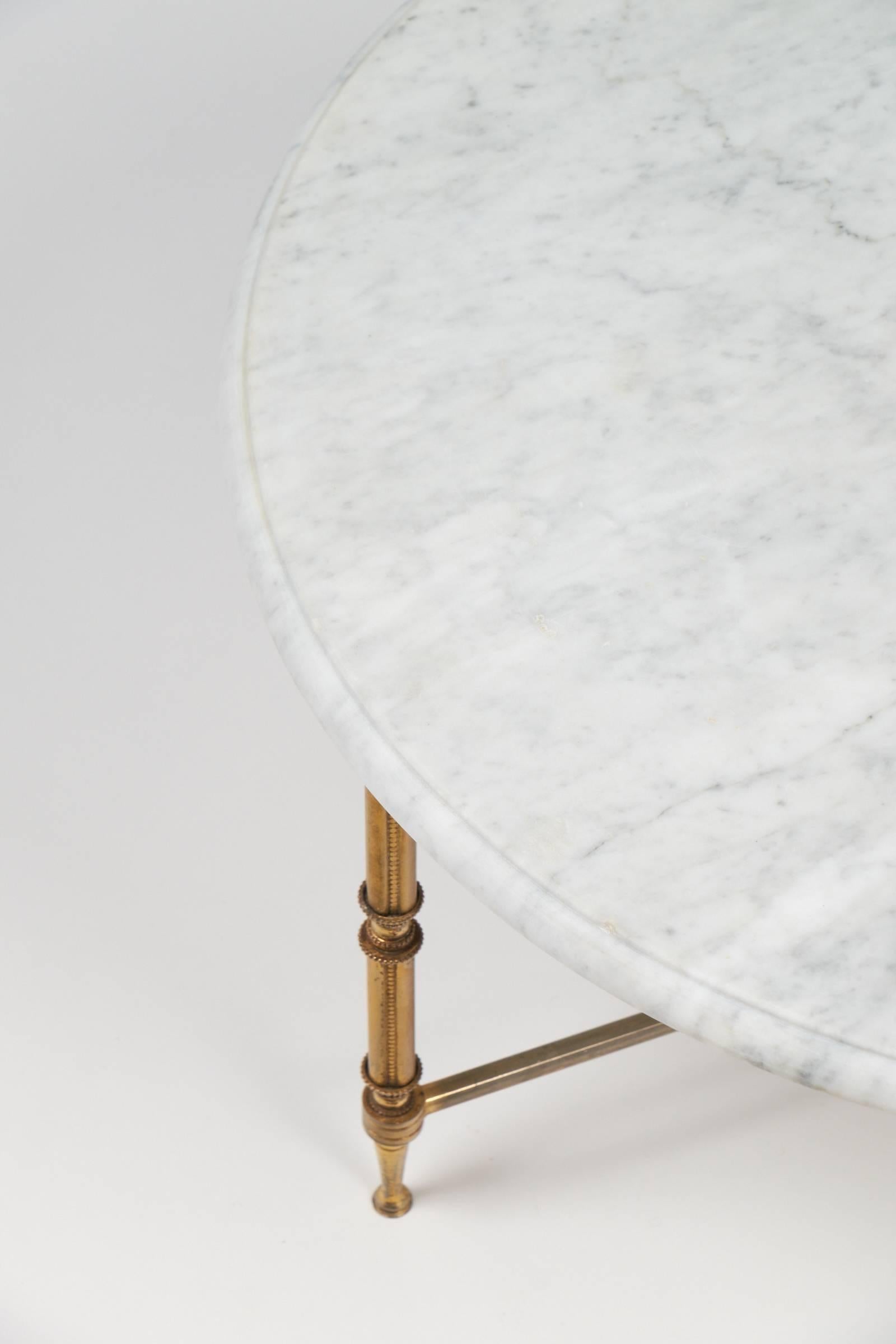 French Vintage Marble-Top Brass Side Table In Good Condition In Austin, TX