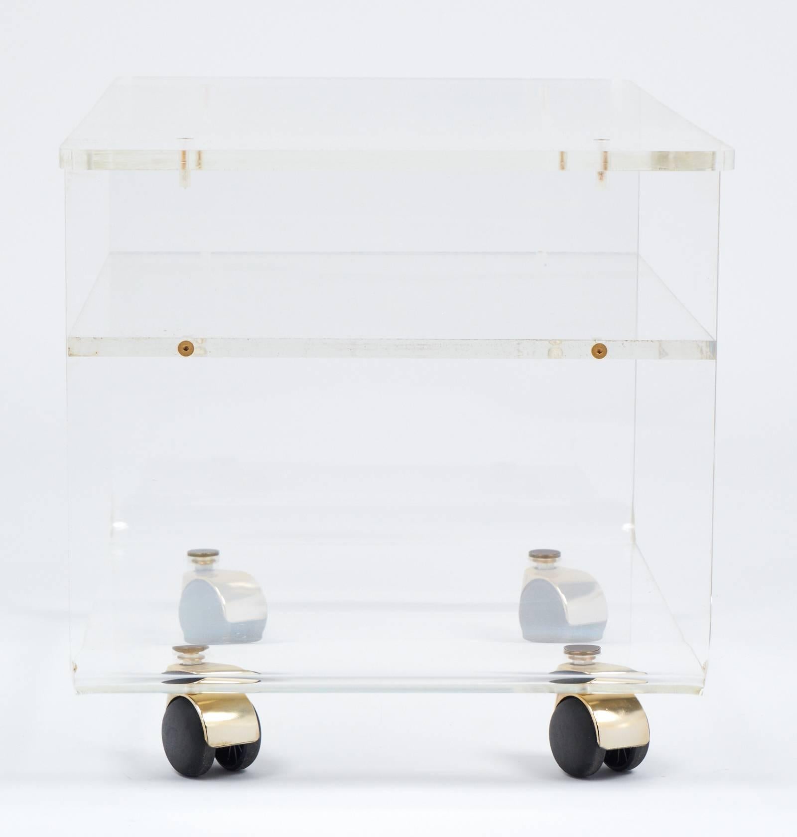 French Low Lucite Bar Cart Side Table