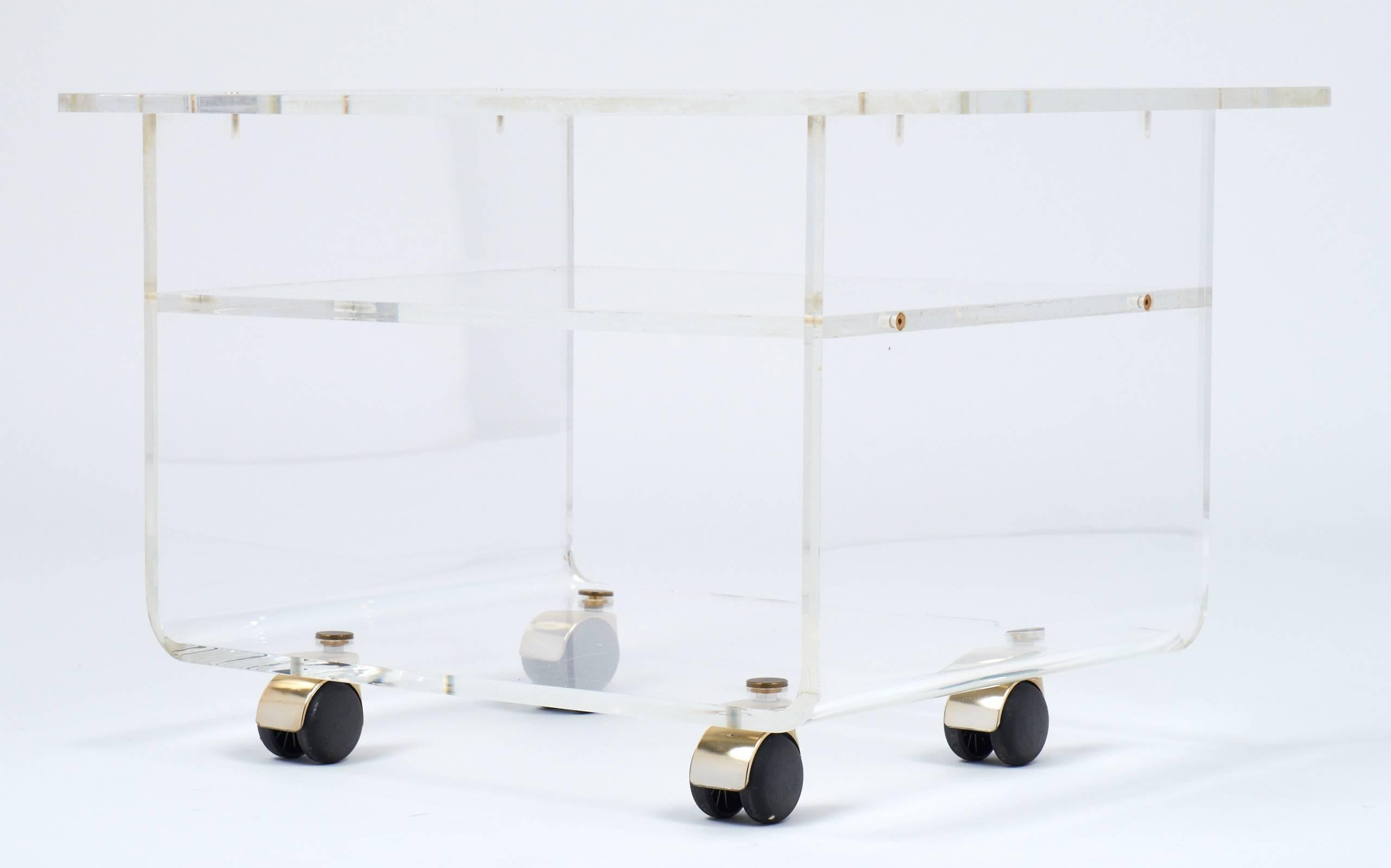 Mid-Century Modern Low Lucite Bar Cart Side Table