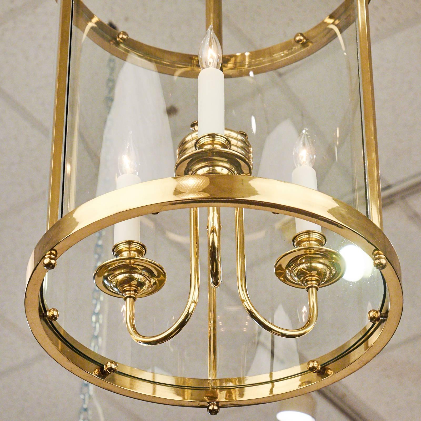 Glass French Vintage Oversized Brass Lantern