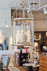 French Vintage Brass and Curved Glass Lantern