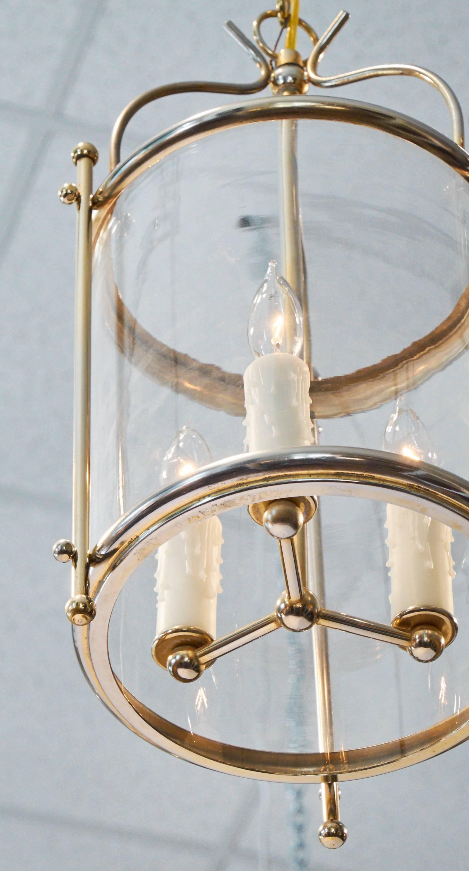 French Vintage Brass and Curved Glass Lantern 3