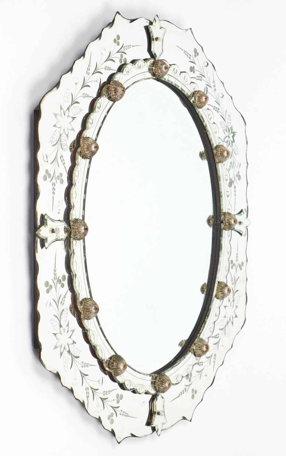 Antique Etched Mirror at 1stdibs