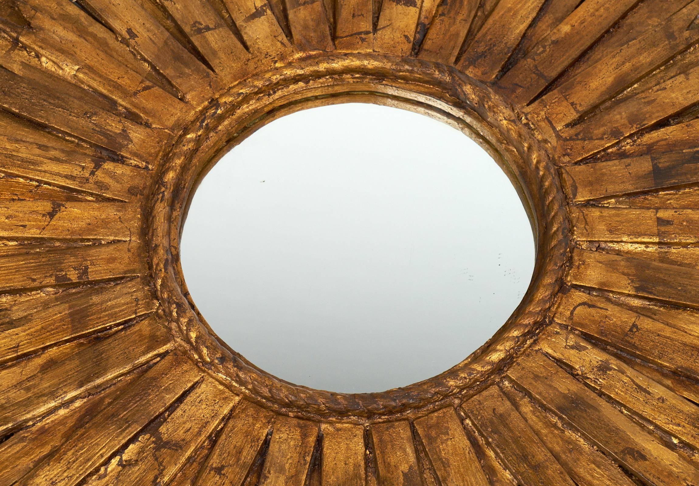 Spanish Vintage Brutalist Large Sunburst Mirror 3