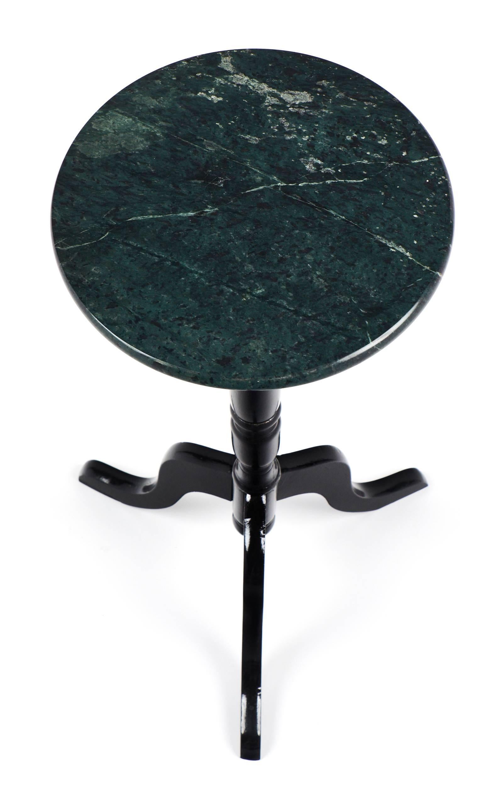 French Pietra Verde Marble-Top Tripod Side Table