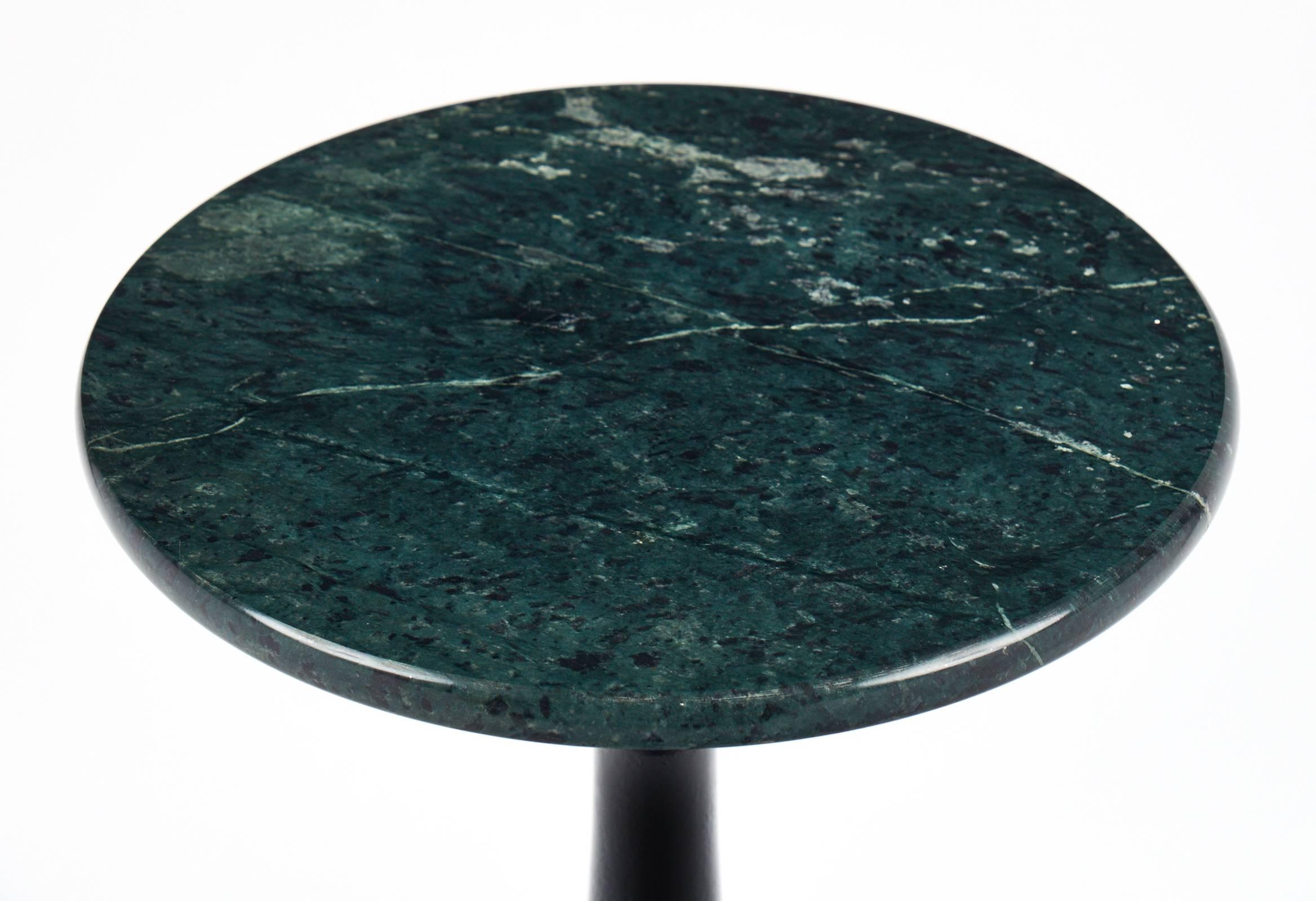 Ebonized Pietra Verde Marble-Top Tripod Side Table