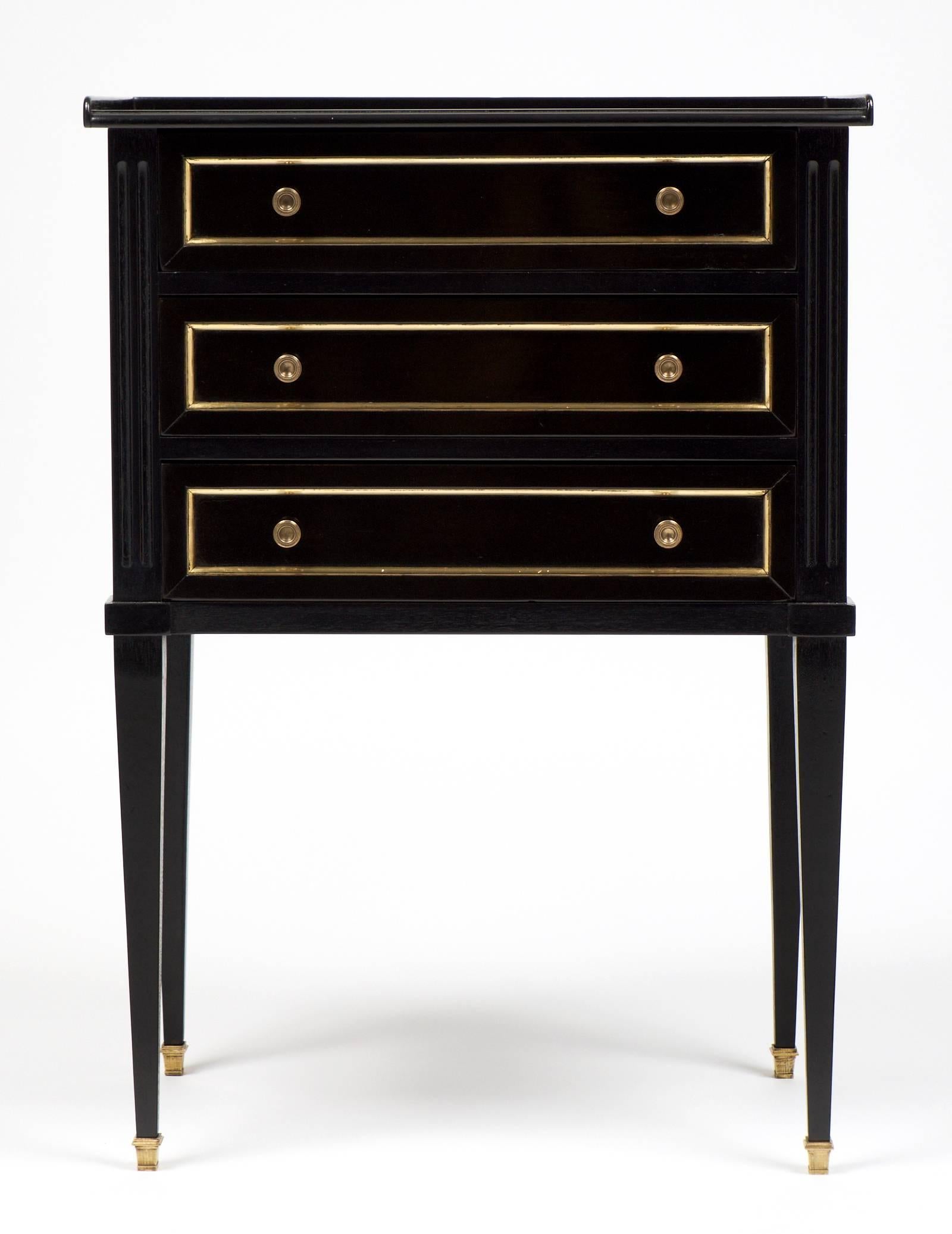 Ebonized French Louis XVI Side Table or Nightstand