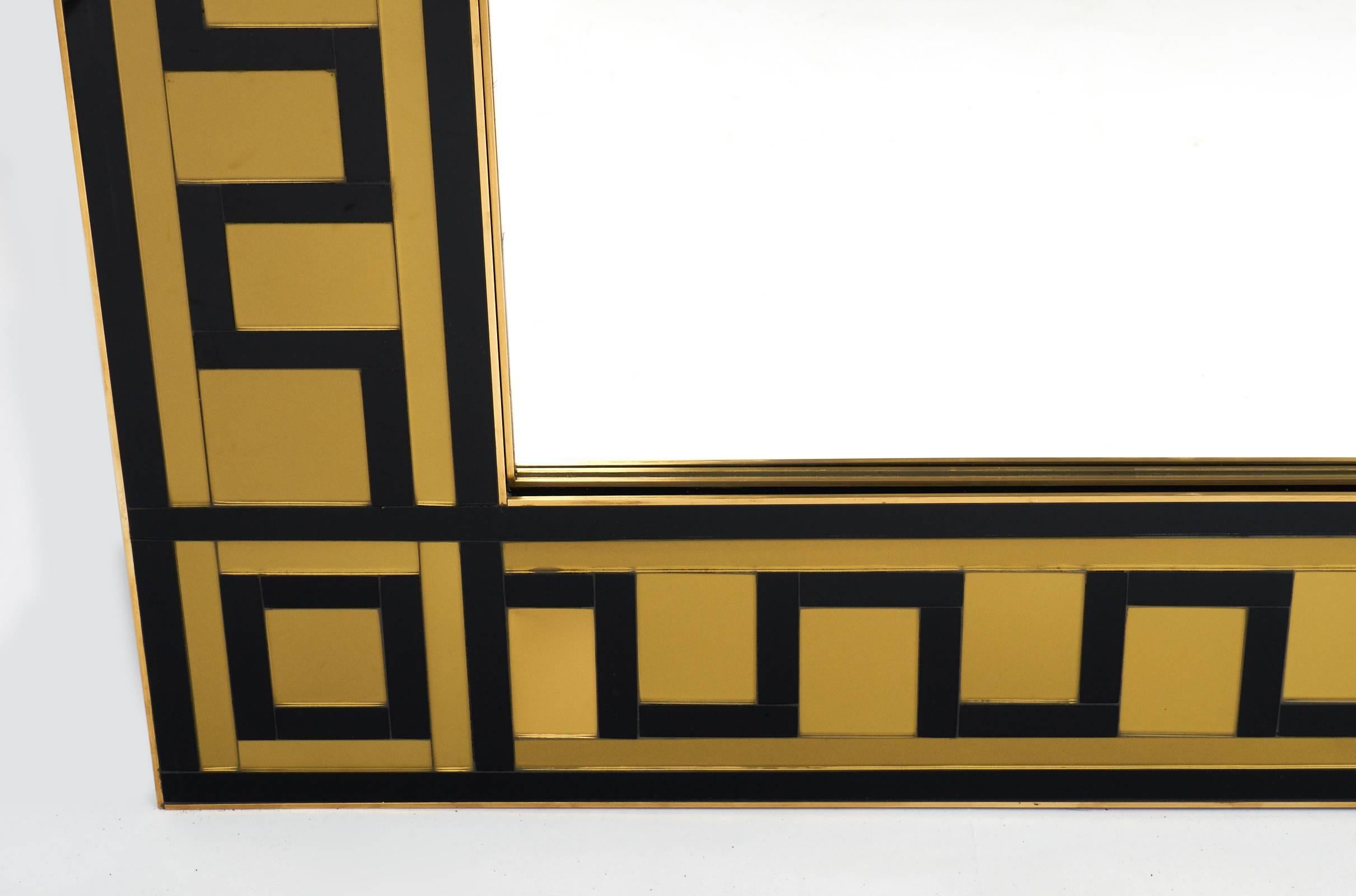 Contemporary Murano Glass and Brass Mirror