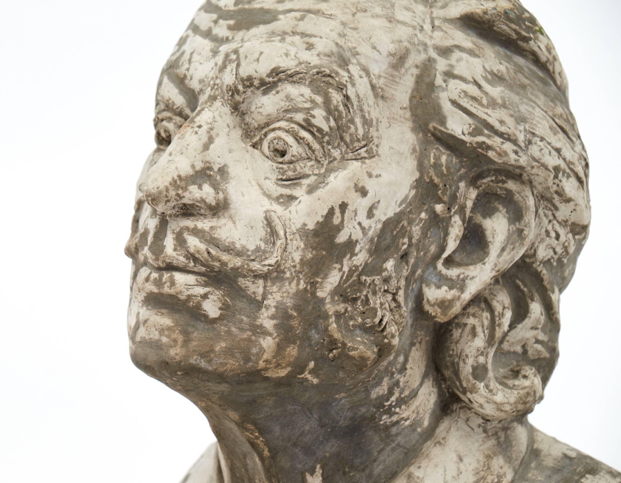 Carved Vintage Stone Sculpture Bust of Salvador Dali