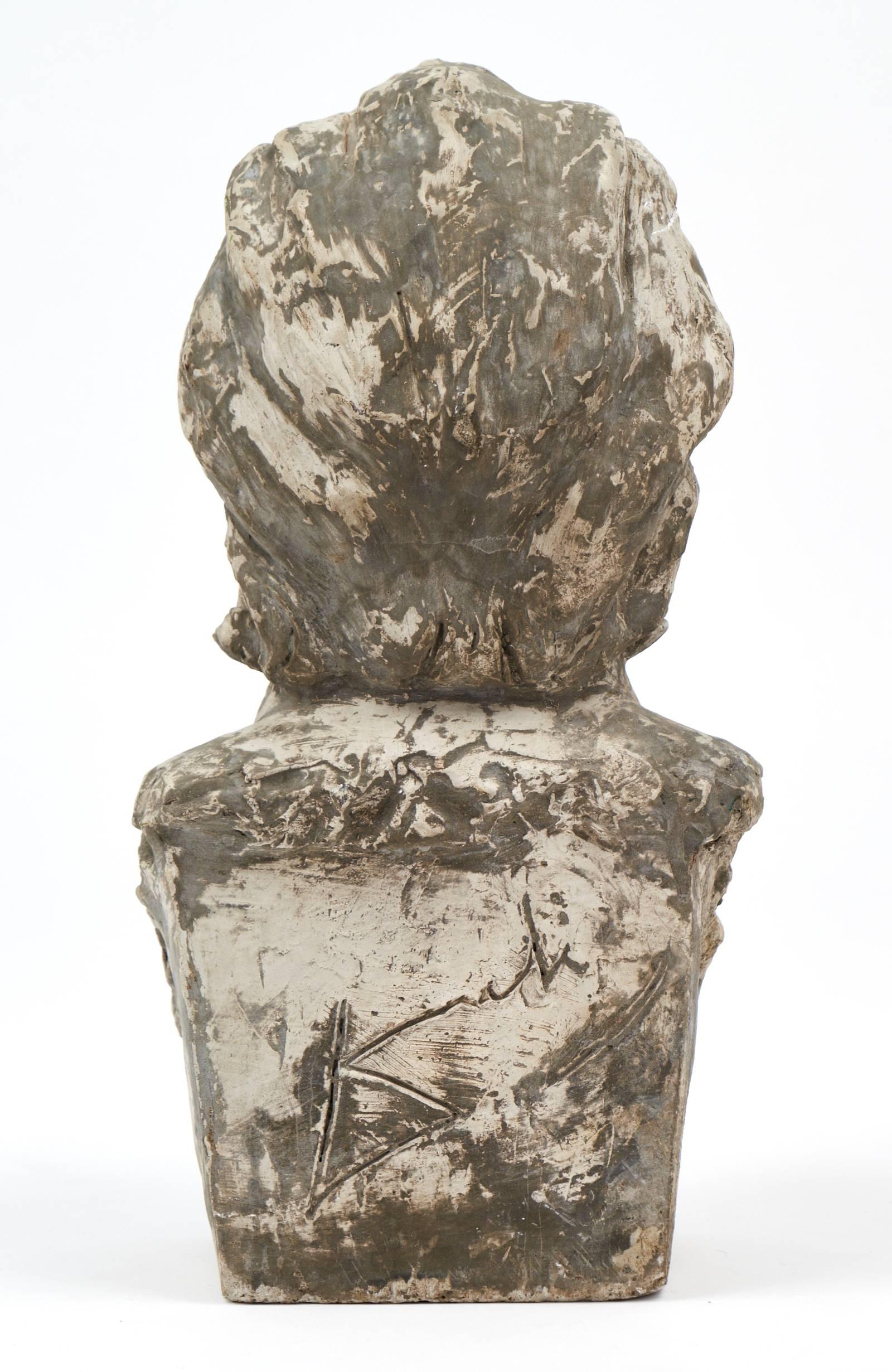 Cast Stone Vintage Stone Sculpture Bust of Salvador Dali