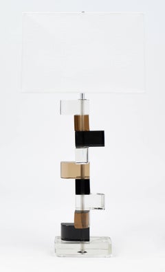 Murano Glass Table Lamps, Modern Design, Stacked Blocks, Italy, New