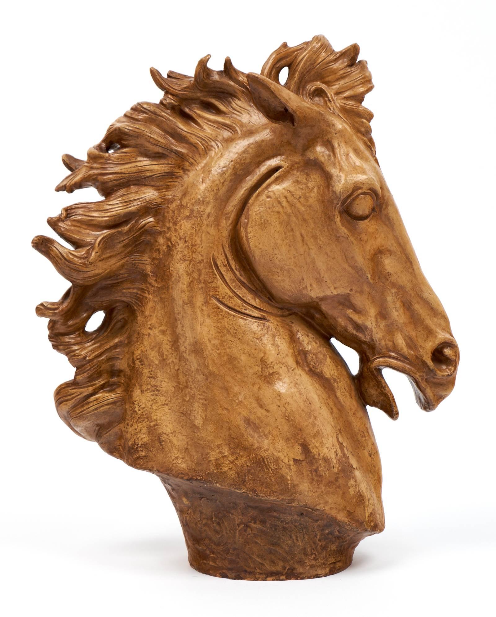 Important French Art Deco Terracotta Horse Head Sculpture 1