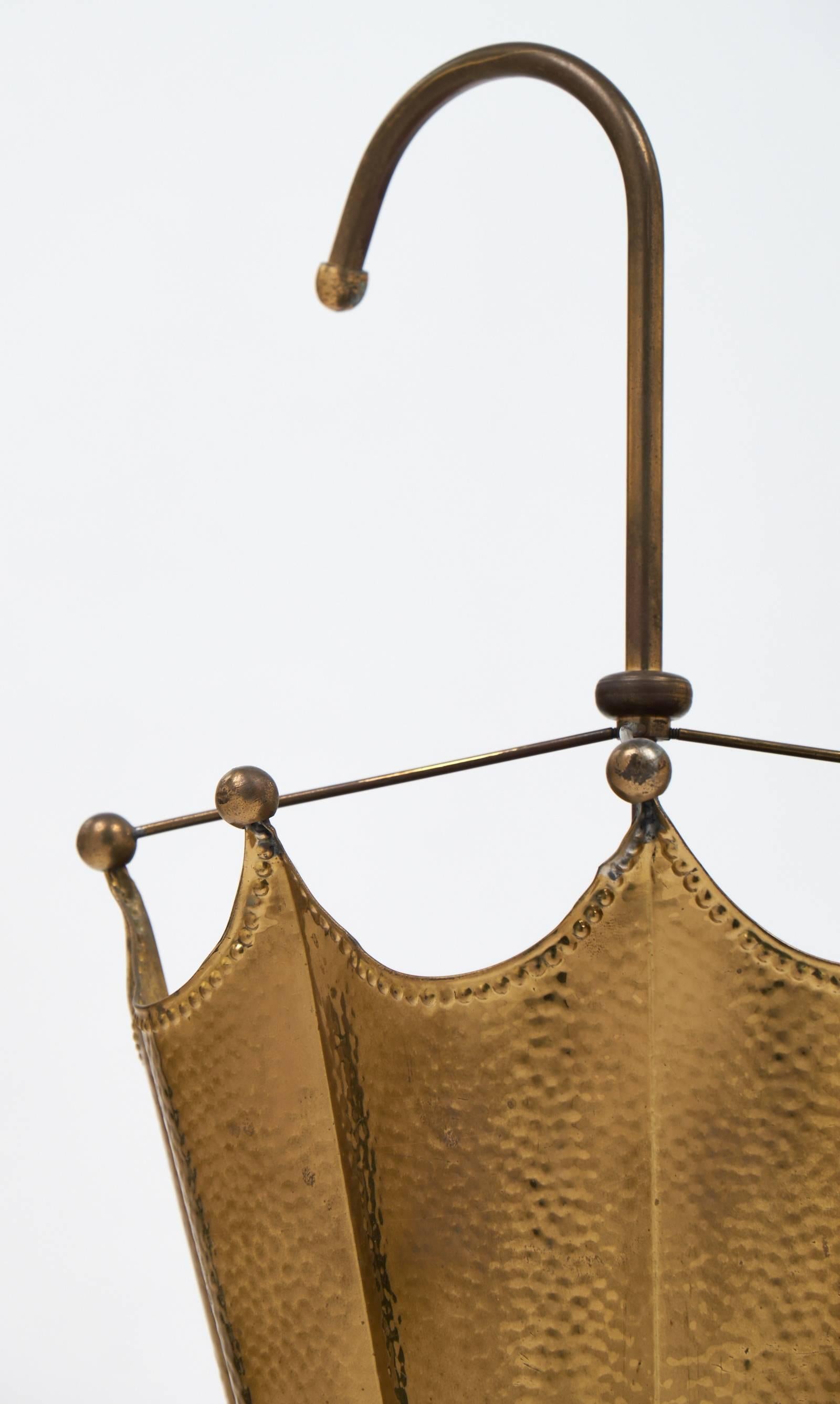 Mid-20th Century Vintage French Brass Umbrella Stand