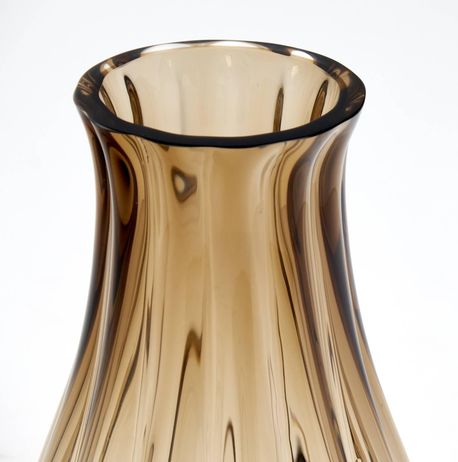 Mid-Century Modern Large Murano Smoked Glass Vase