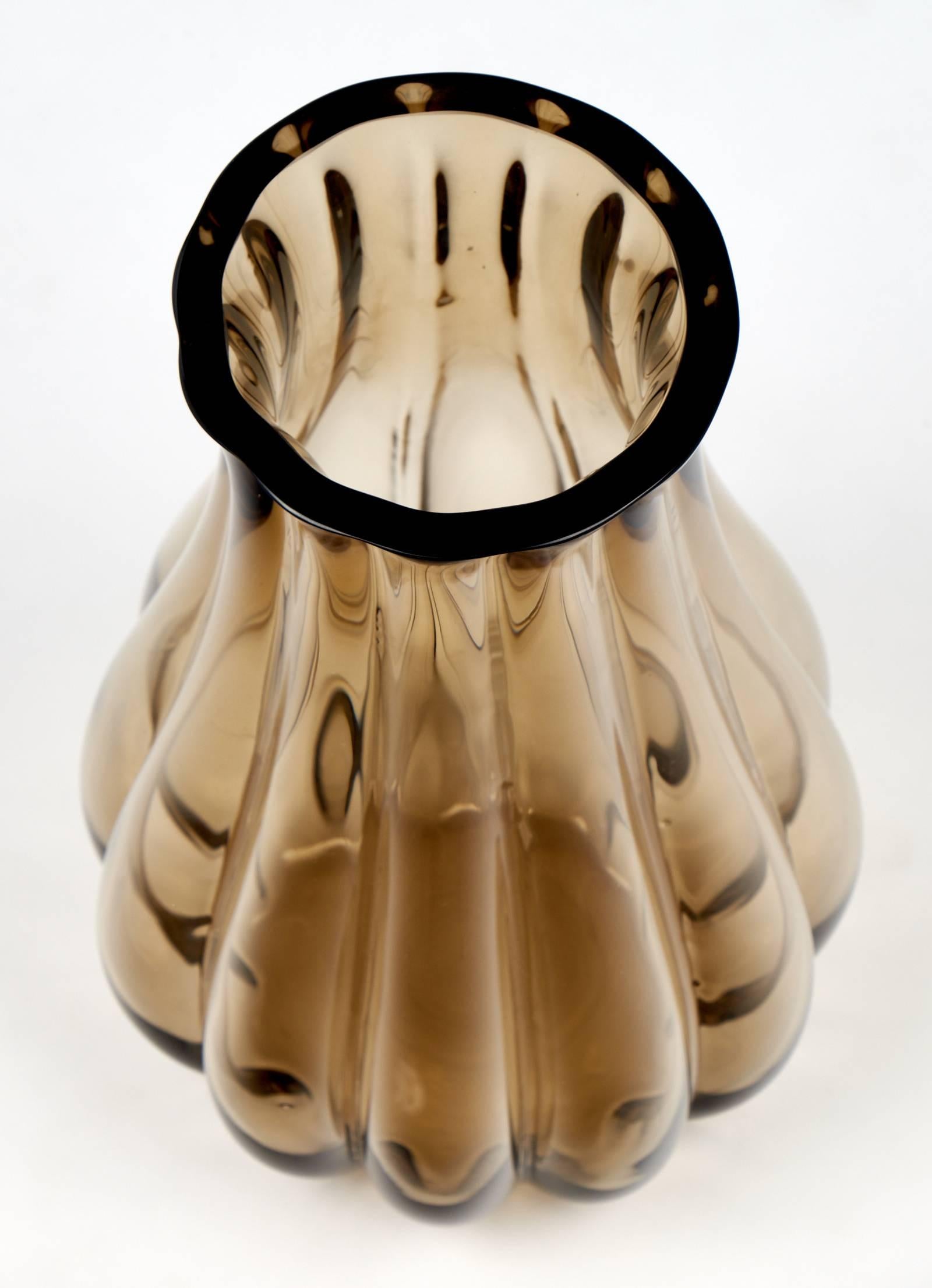 large smoked glass vase