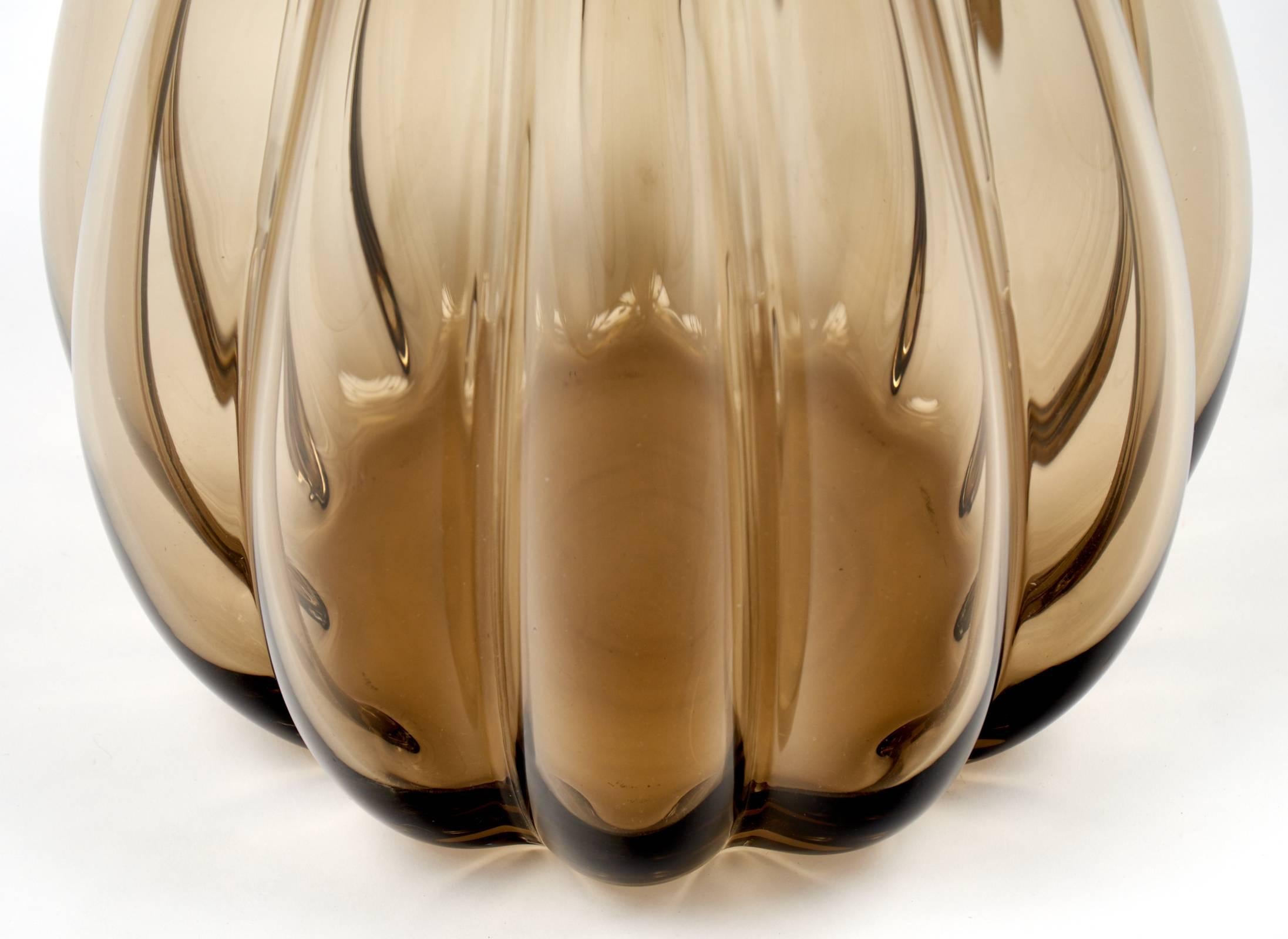 Large Murano Smoked Glass Vase In Excellent Condition In Austin, TX
